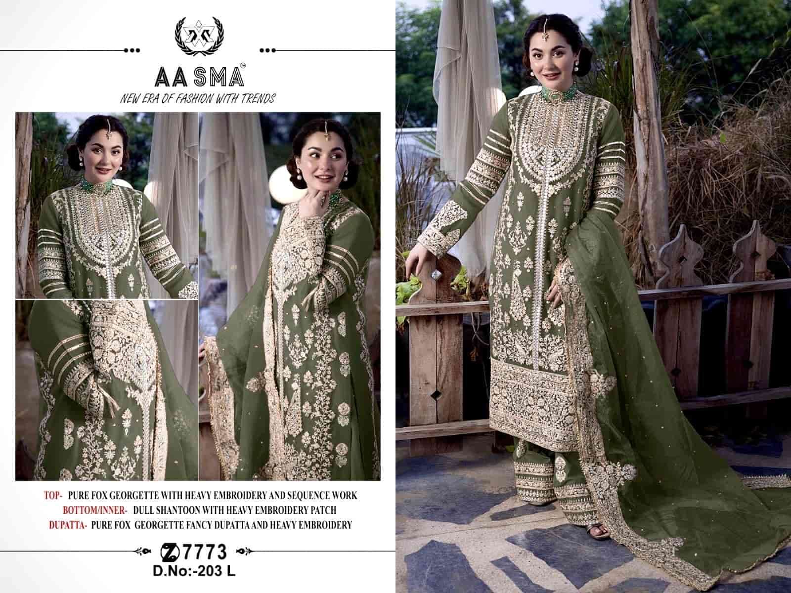 Aasma 203 L Designer Semi-Stitched Suit