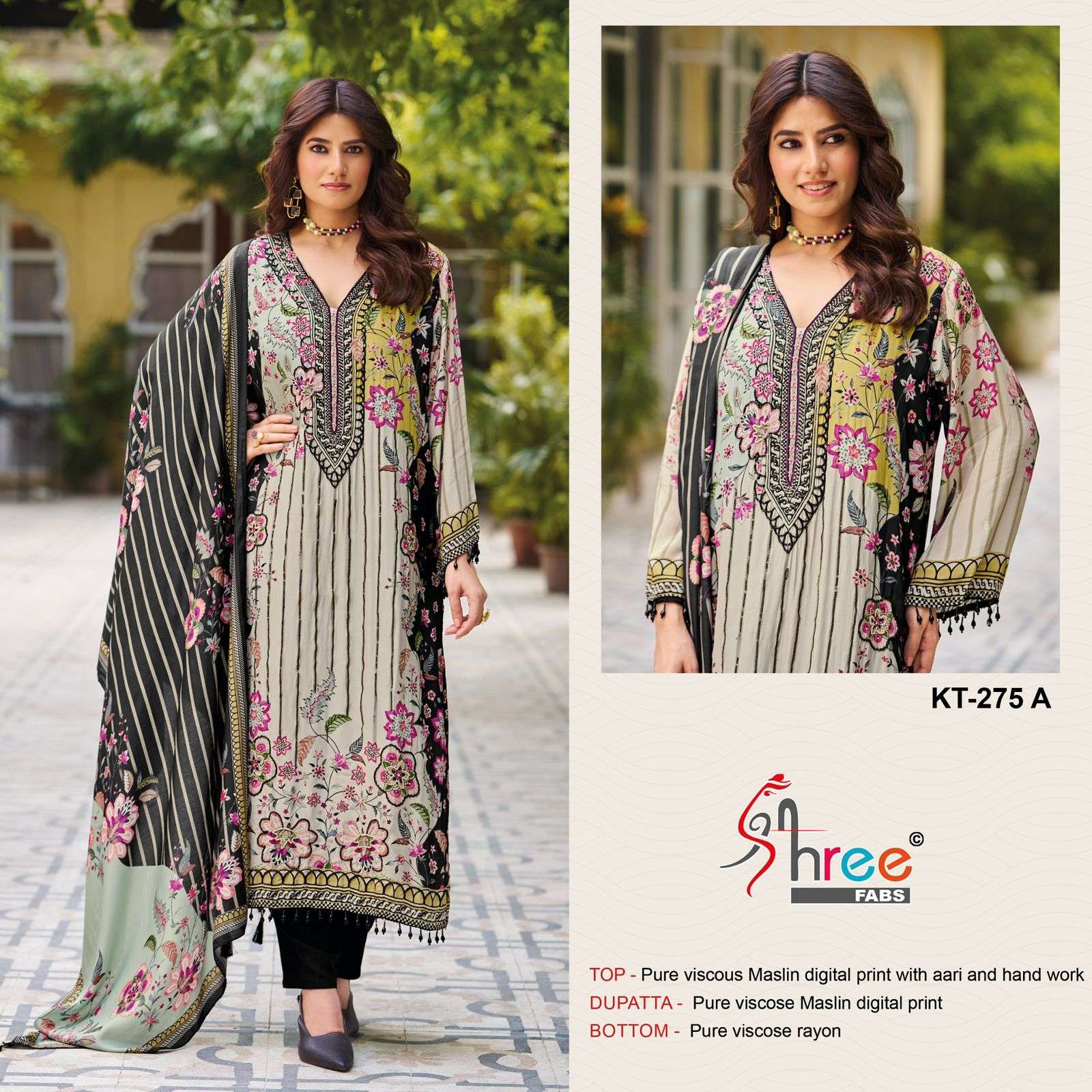 Shree Fabs Kt 275 A Digital Printed Pakistani Muslin Suit Collection