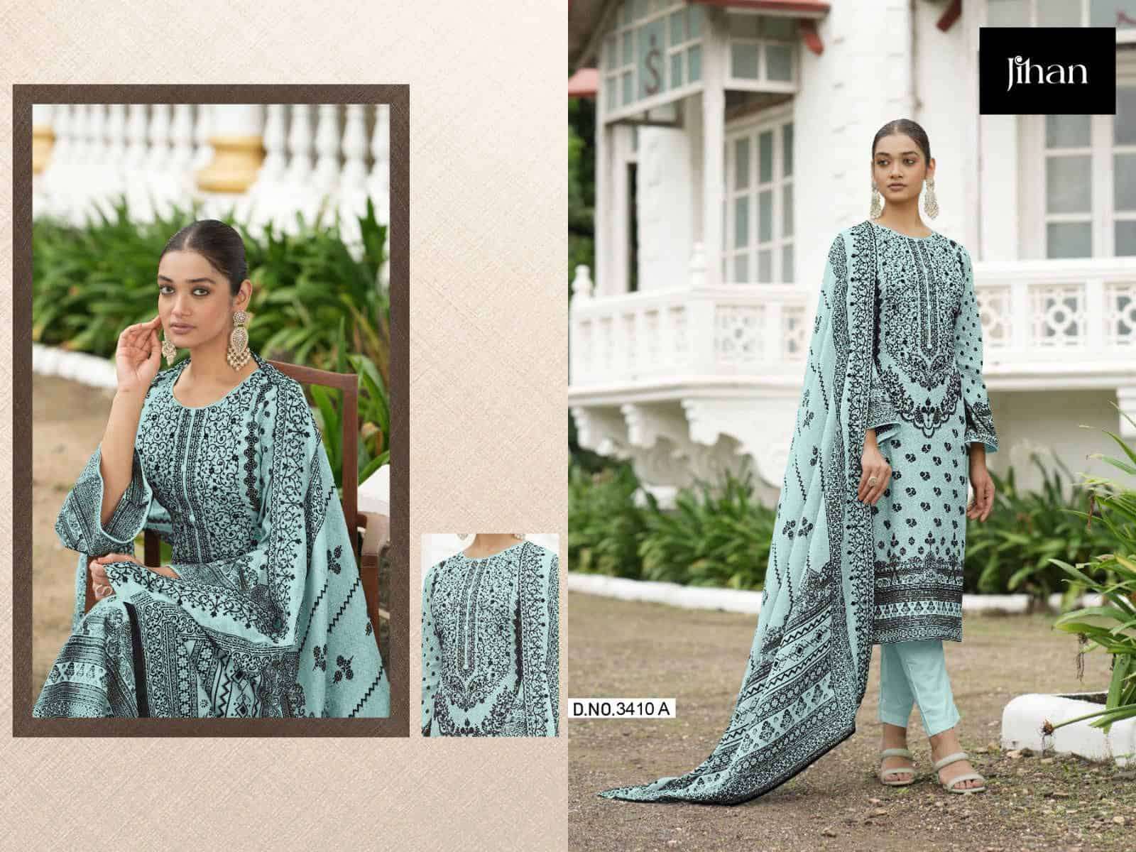 Jihan Bin Saeed Lawn Collection 3410 Colors Pakistani Cotton Suit Wholesalers