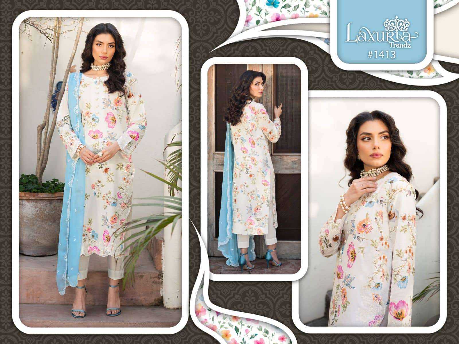 Laxuria Trends 1413 Fancy Style Readymade Kurti Bottom Dupatta Set