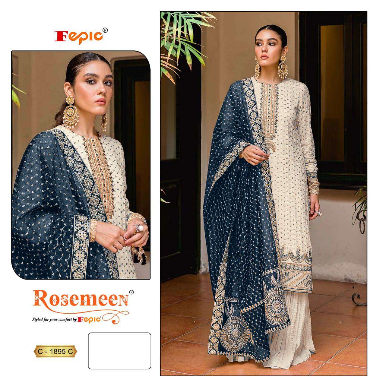 Fepic C 1895 Colors Pakistani Designer Georgette Suit
