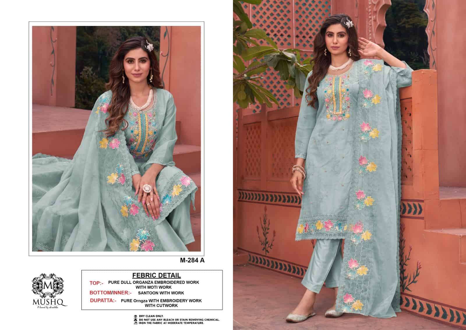Mushq M 284 Colors Fancy New Designer Style Pakistani Salwar Suit Online