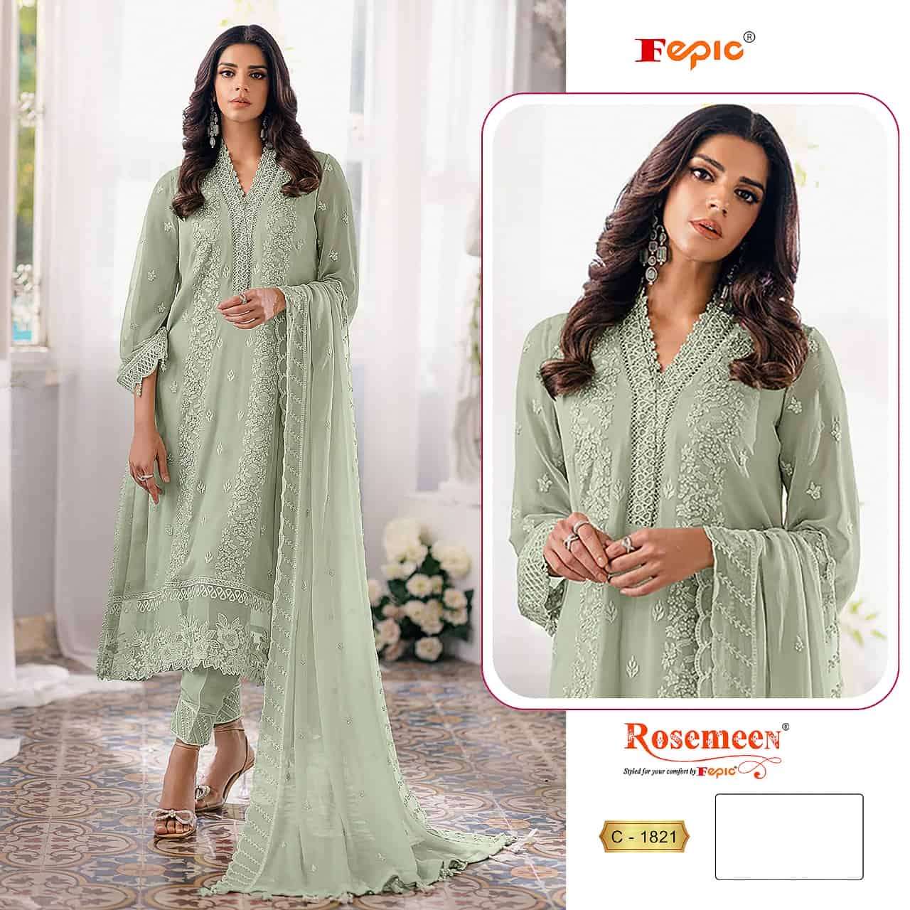 Fepic C 1821 Colors Pakistani Style Designer Georgette Suit Wholesalers