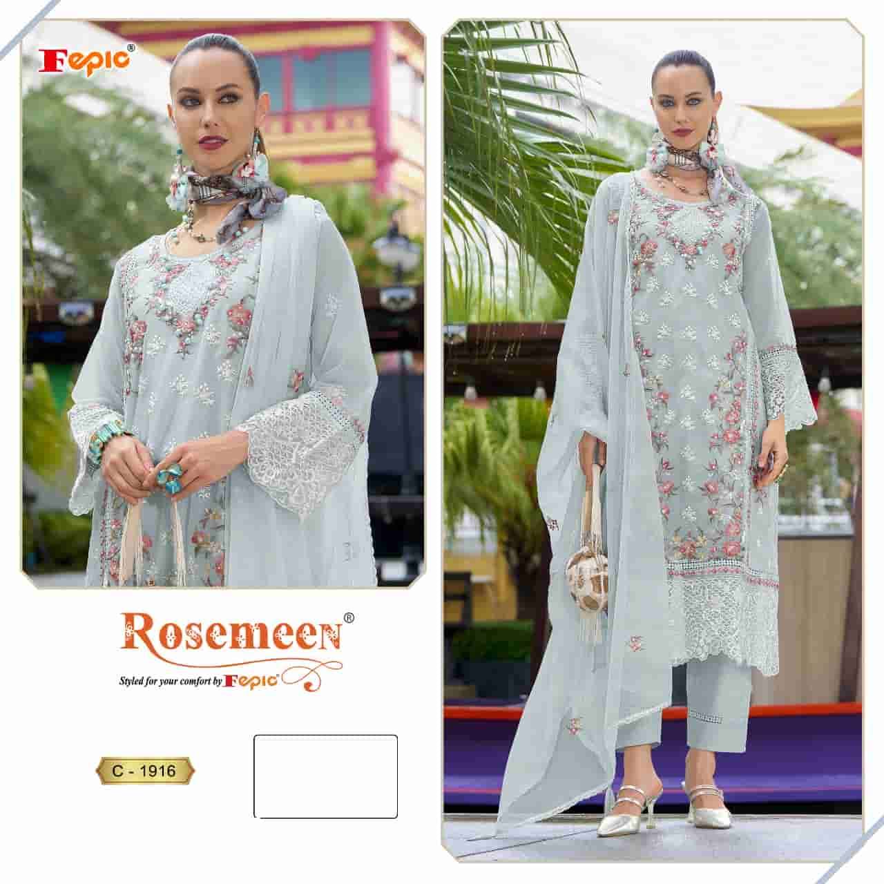 Fepic C 1916 A Pakistani Style Designer Organza Embroidered Suit Exporter