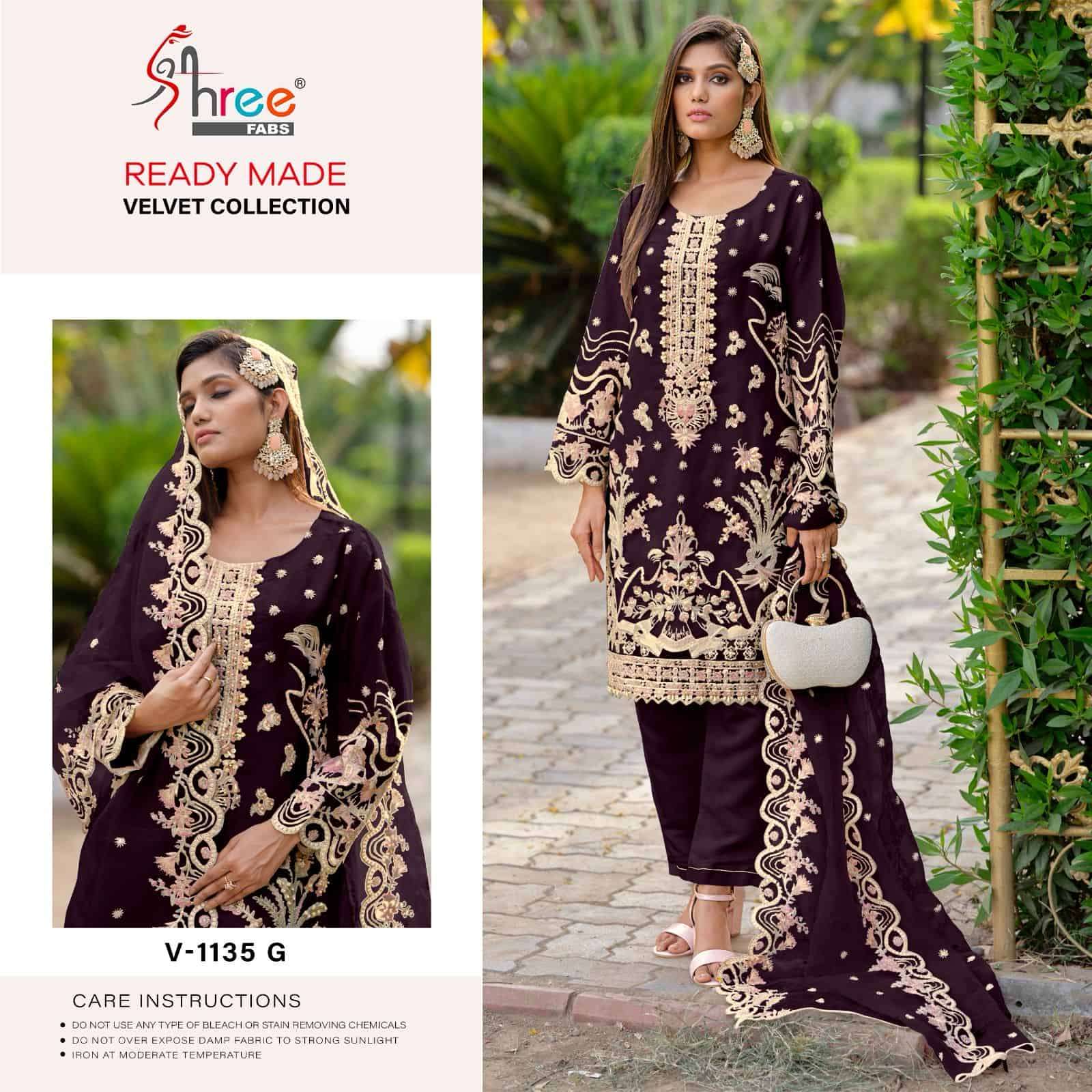 Shree Fabs V 1135 Colors Pakistani Heavy Designer Style Readymade Velvet Dress Collection