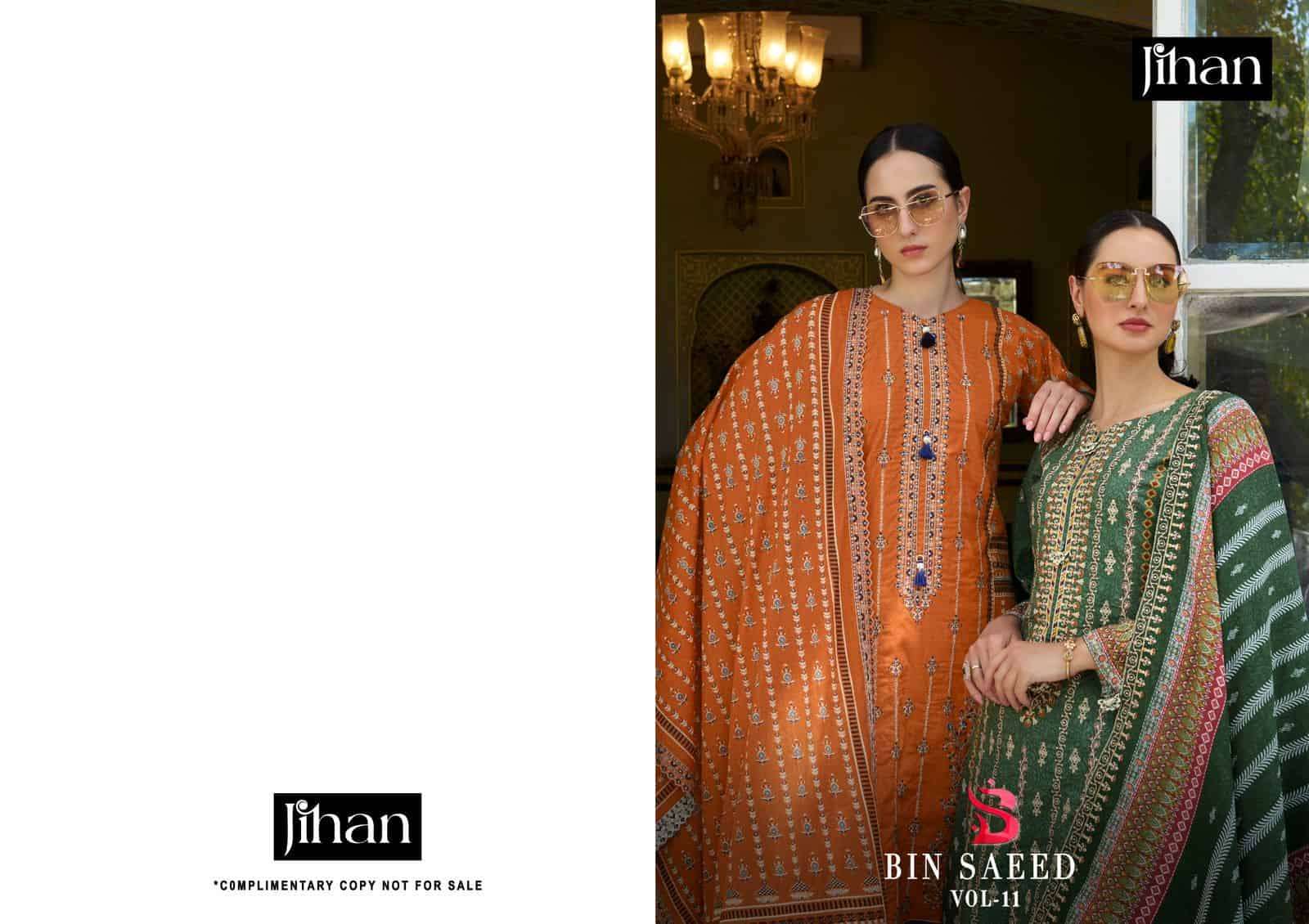 Jihan Bin Saeed Lawn Collection Vol 11 Fancy Designer Cotton Salwar Kameez Wholesalers