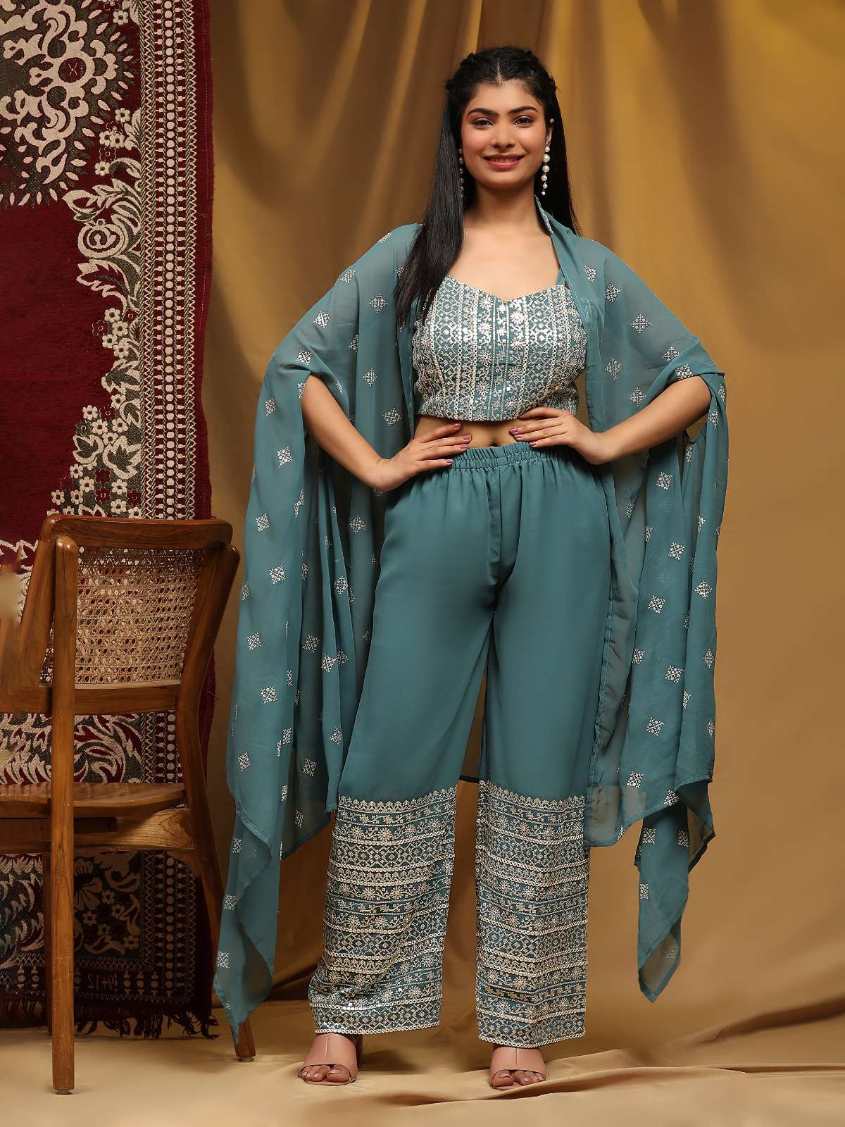 Amoha Trends Georgette Lehenga Saree Set