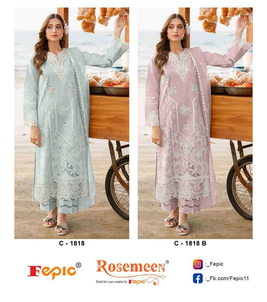 Fepic C 1818 Colors Fancy Designer Embroidered Pakistani Dress Wholesalers