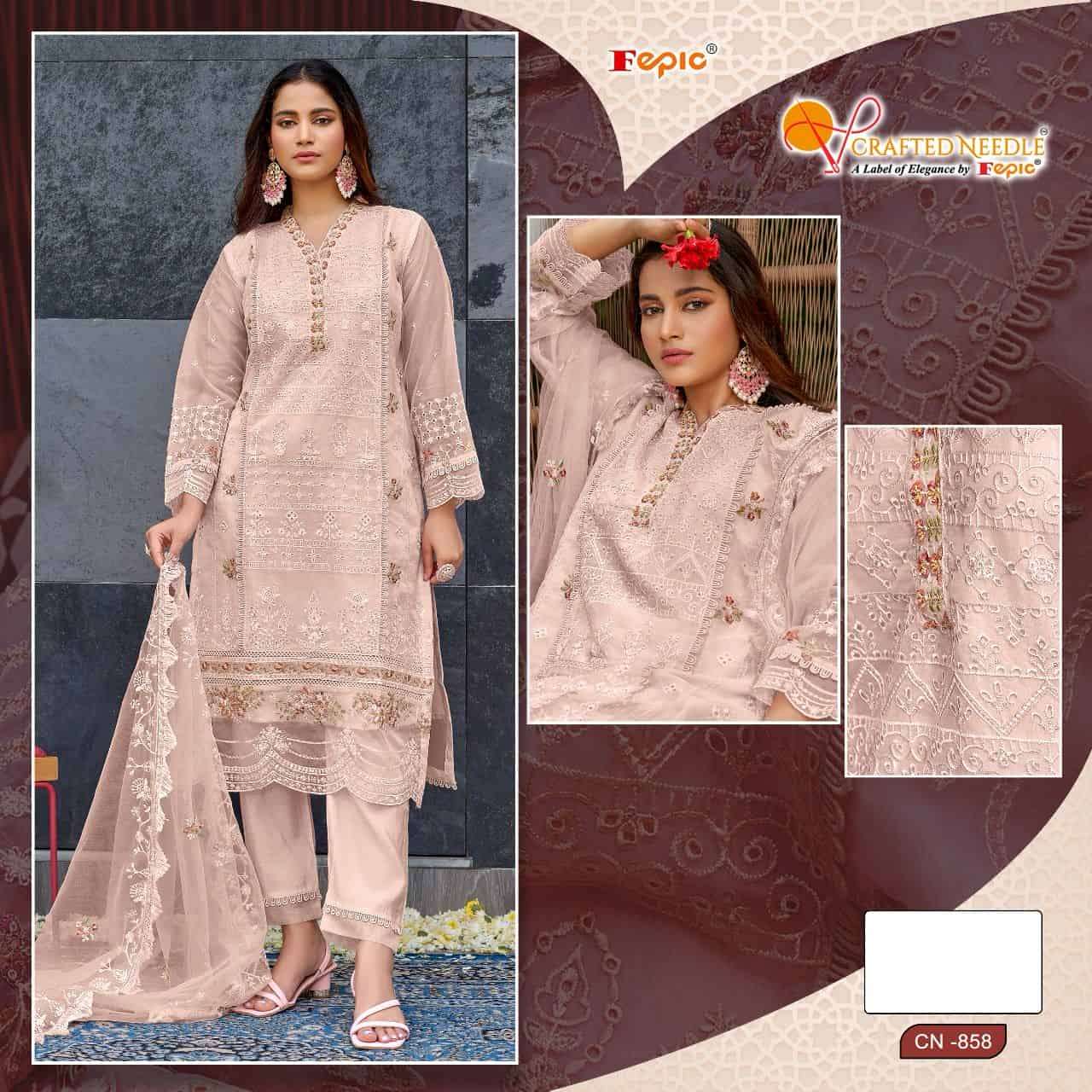 Crafted Needle CN 858 By Fepic Festive Wear Designer Readymade Pakistani Suit Exporters