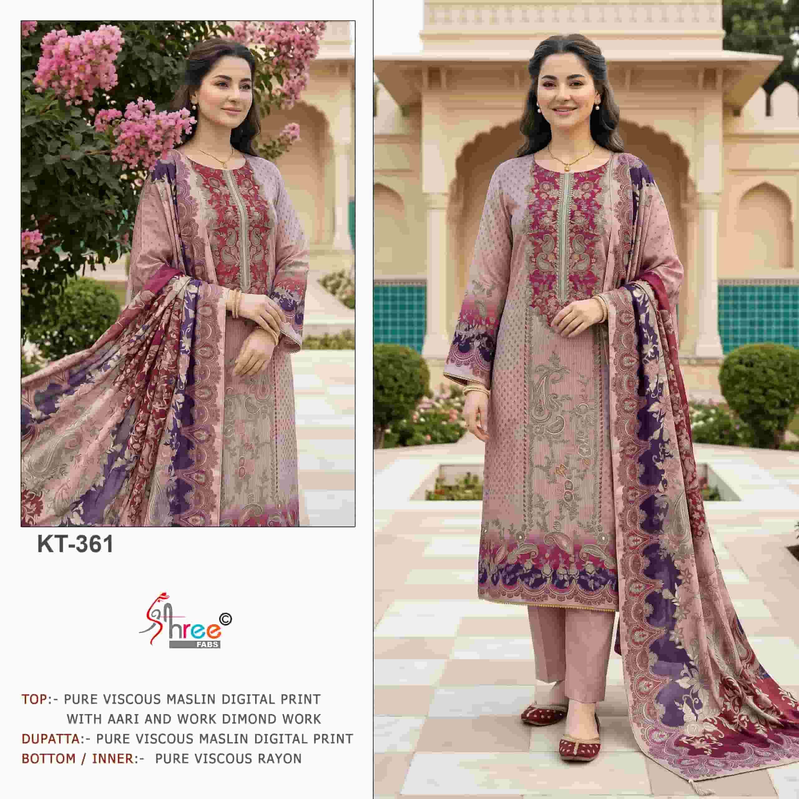Shree Fabs Kt 361 Digital Printed Muslin Pakistani Suit Festive Collection