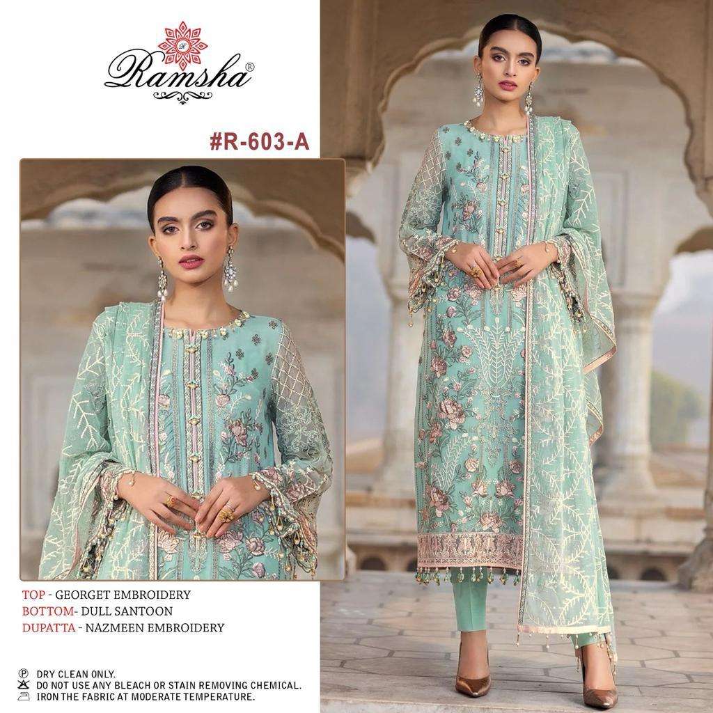 Ramsha R 603 NX Heavy Designer Style Pakistani Festive Wear Salwar Suit Wholesalers