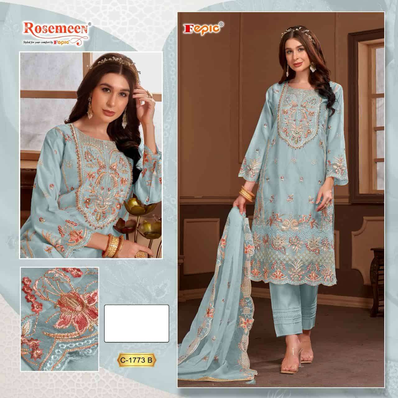 Fepic C 1773 B Festive Wear Style Designer Organza Suit Exporter