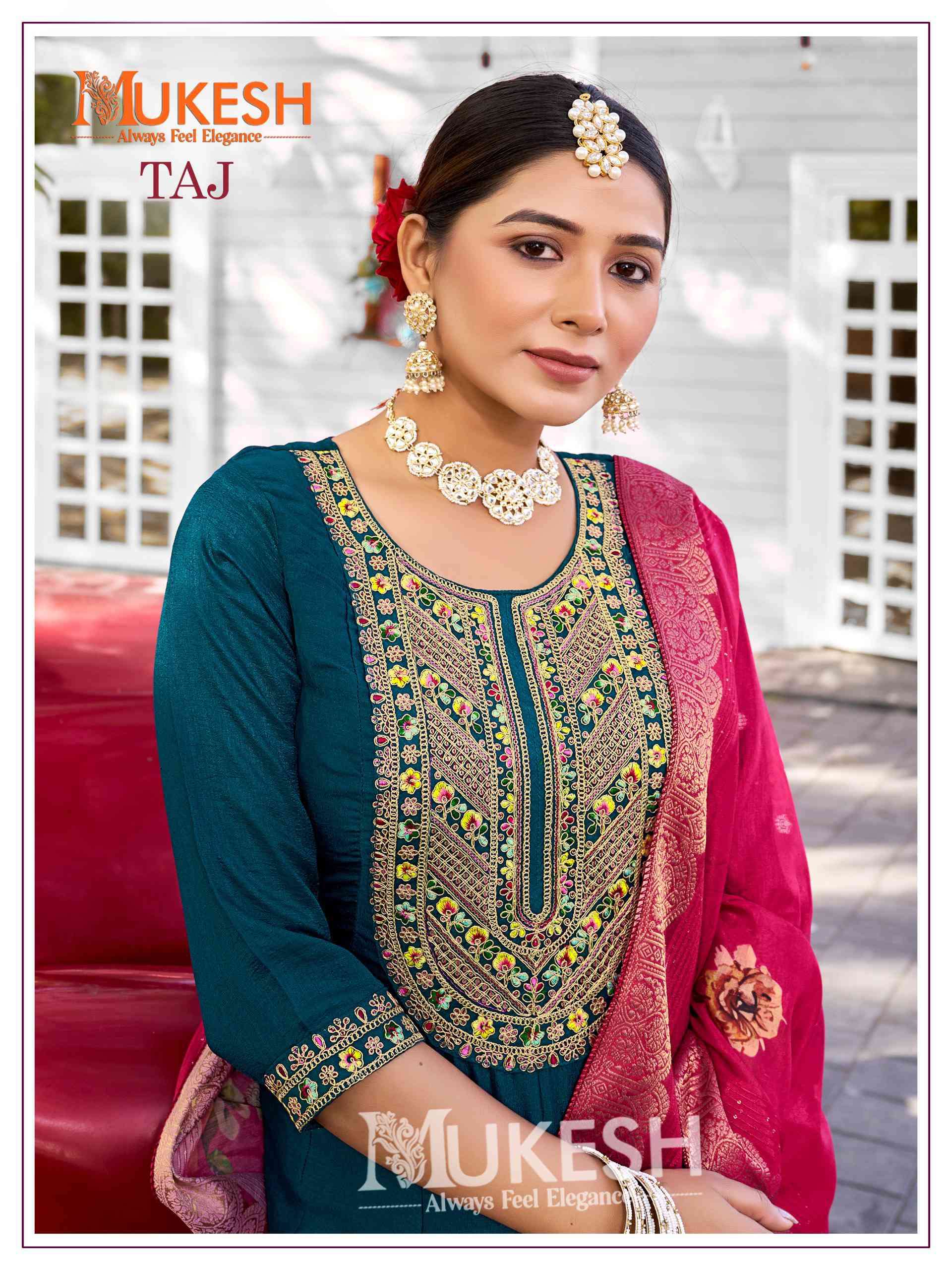 Mukesh Taj Anarkali Kurti Bottom Dupatta Set New Collection