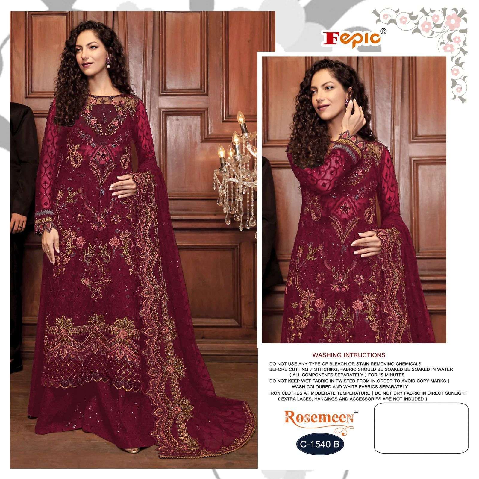 Fepic C 1540 B Pakistani Party Wear Style Designer Suit Ensemble