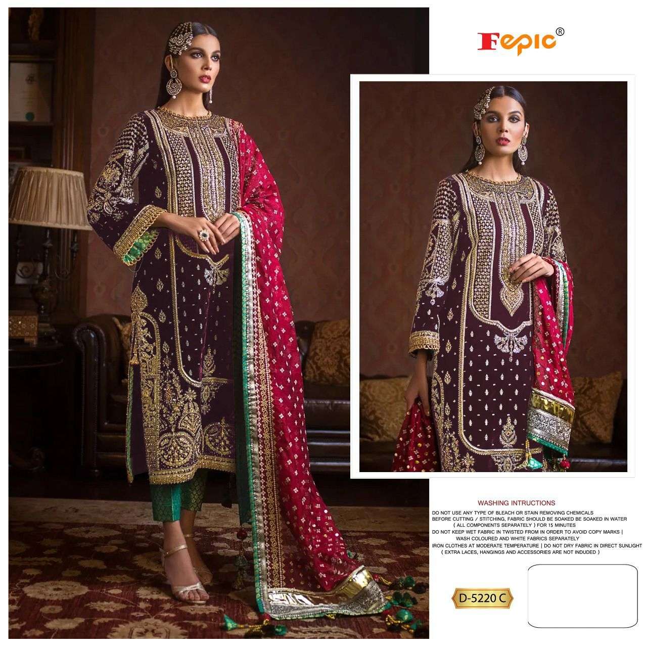 Fepic D 5220 Colors Designer Party Wear Velvet Suit New Catalog