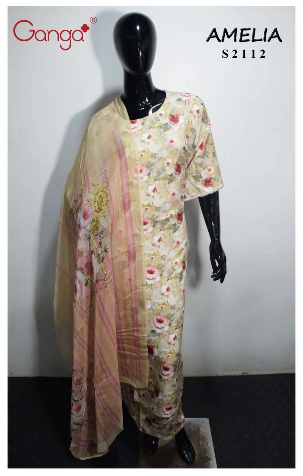 Ganga Amelia 2112 Digital Print Pashmina Suit