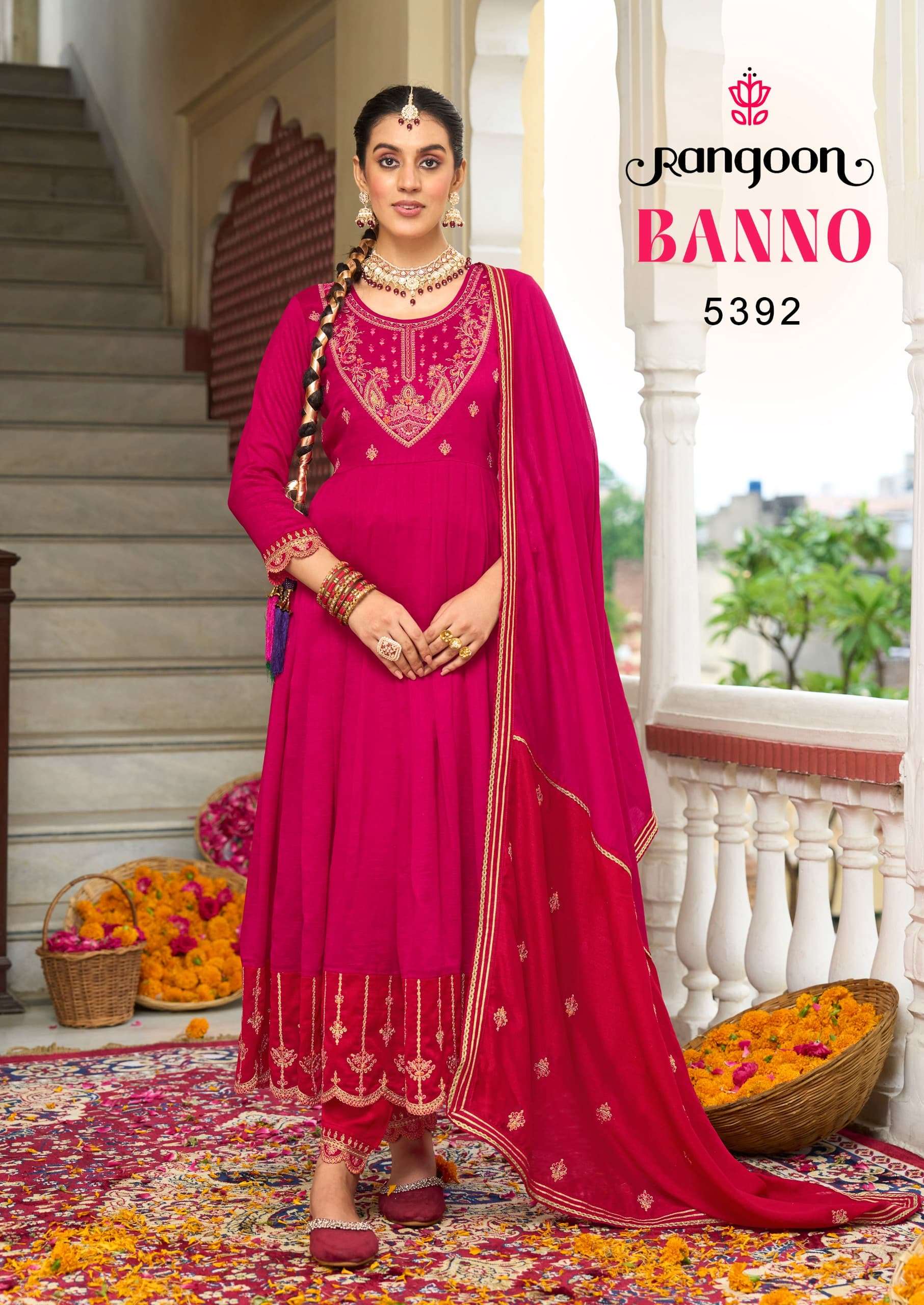 Rangoon Banno Silk Anarkali Suit