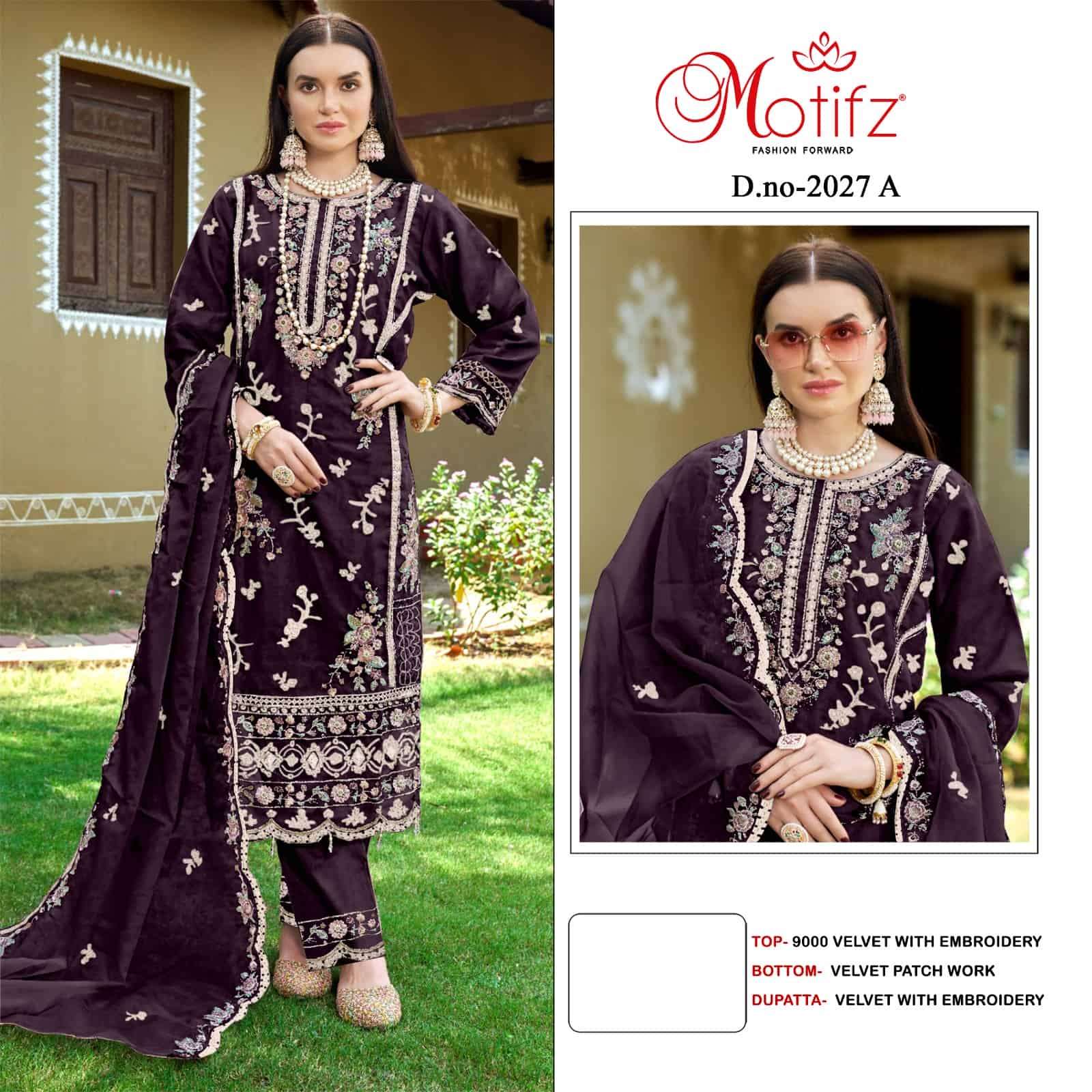 Motifz Designer Velvet Embroidered Salwar Suit