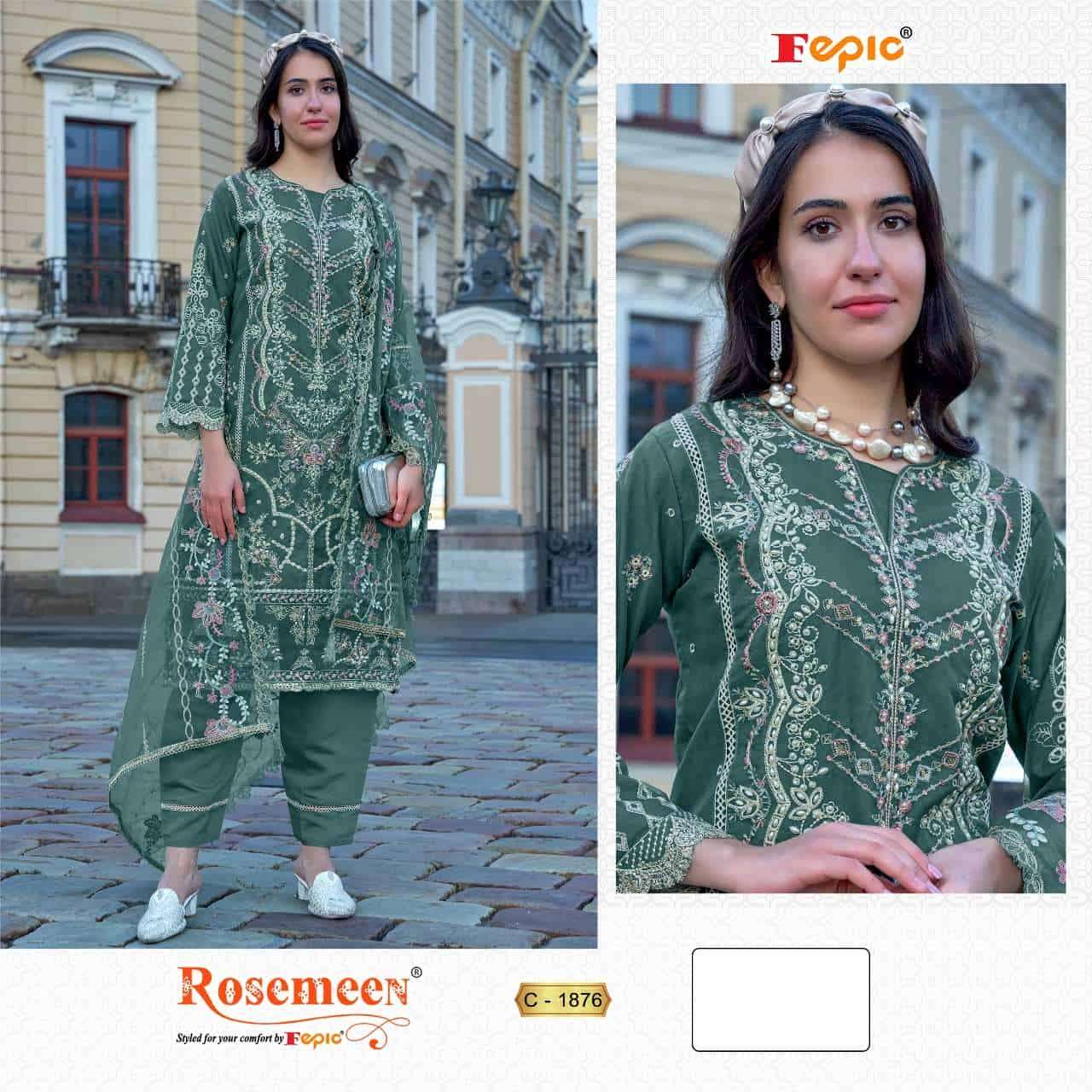 Fepic C 1876 Colors Pakistani Organza Embroidered Salwar Kameez Wholesalers