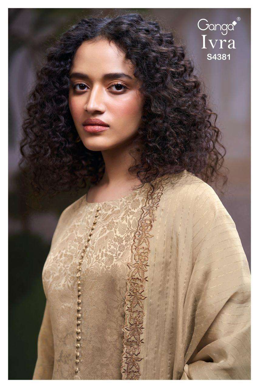 Ganga Fashion Ivra 4381 Pure Bemberg Silk Latest Suit Collection