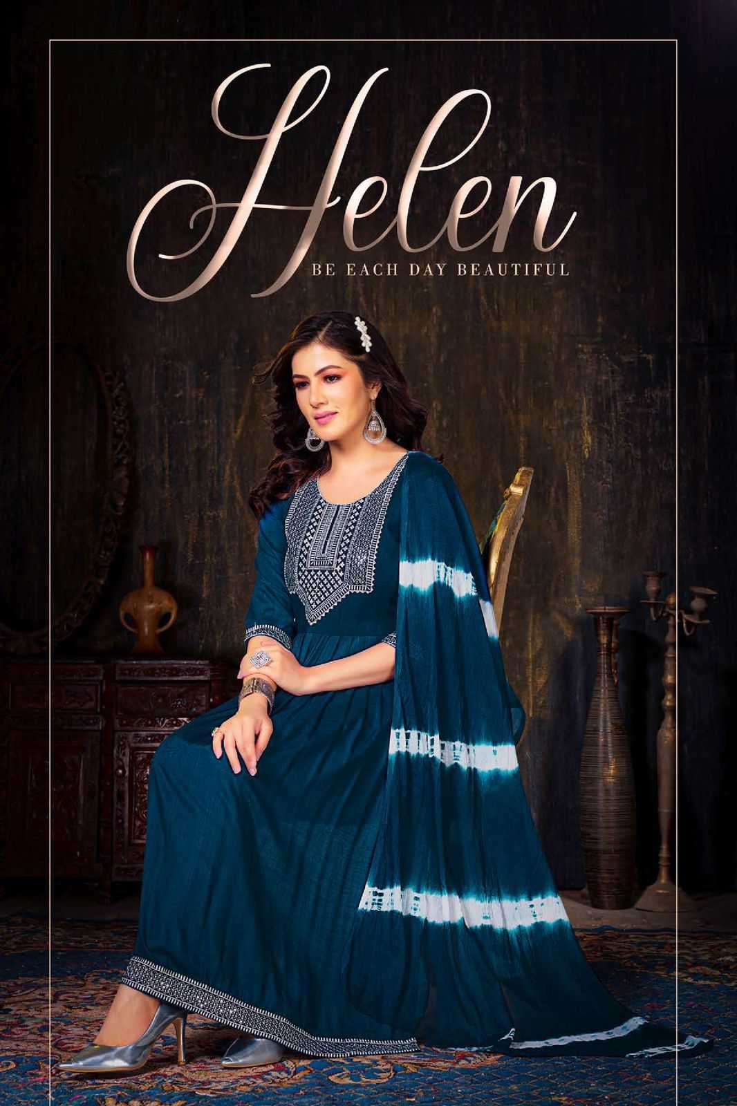 Trendy Golden Helen Heavy Rayon Style Kurti Pant & Dupatta Catalog Collection