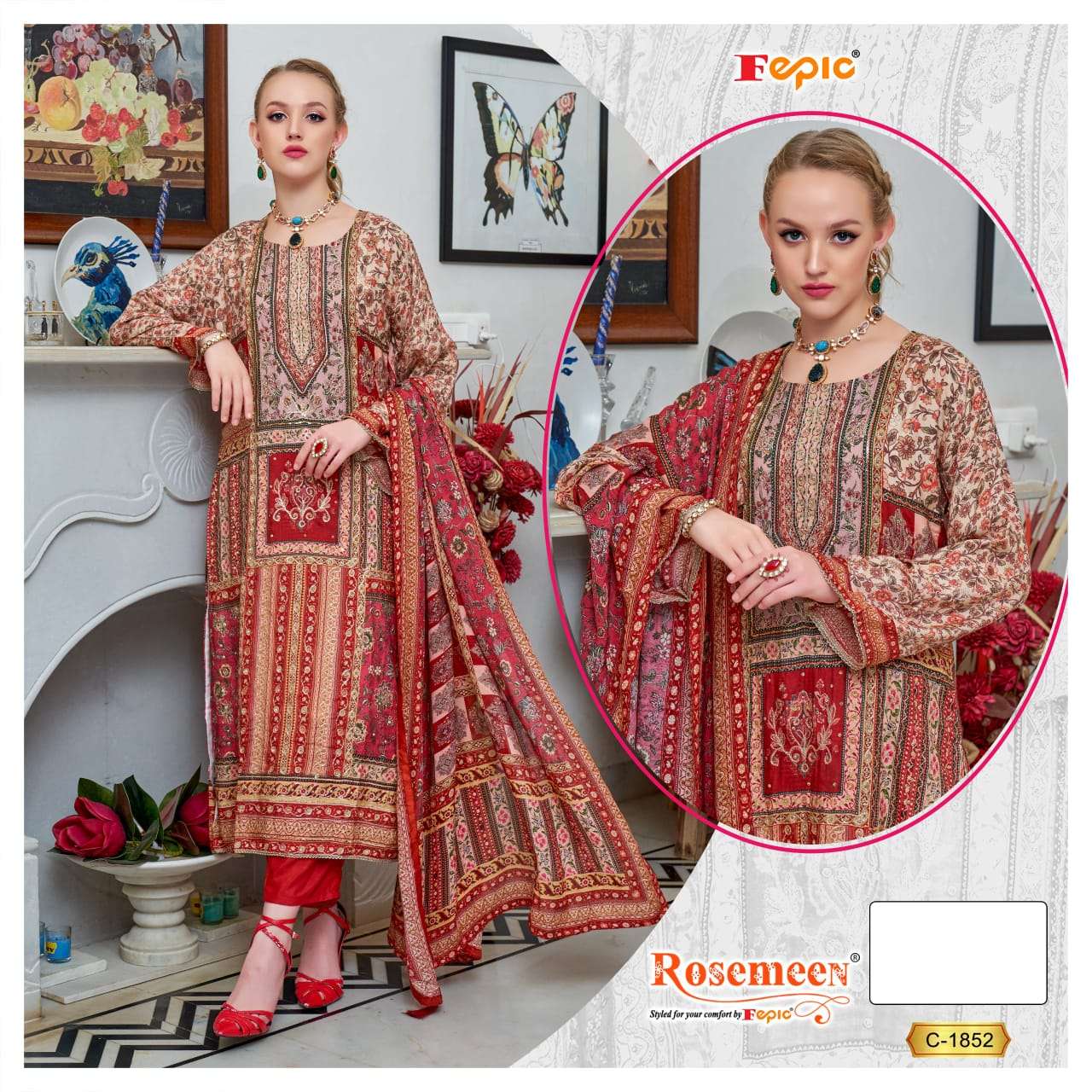 Fepic C 1852 Pakistani Style Designer Digital Printed Suit Ensemble