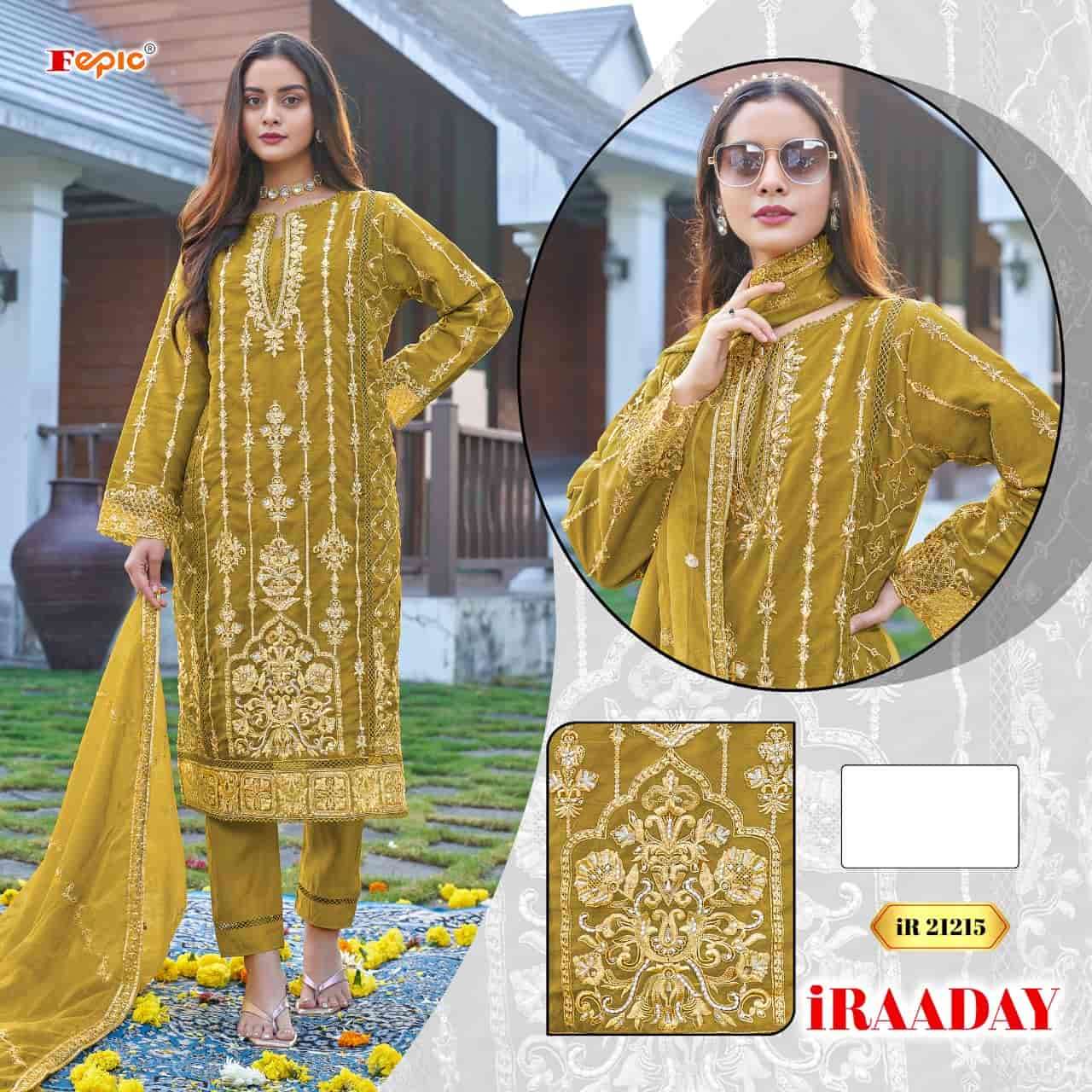 Fepic IR 21215 Colors Pakistani Style Designer Organza Suit Wholesalers