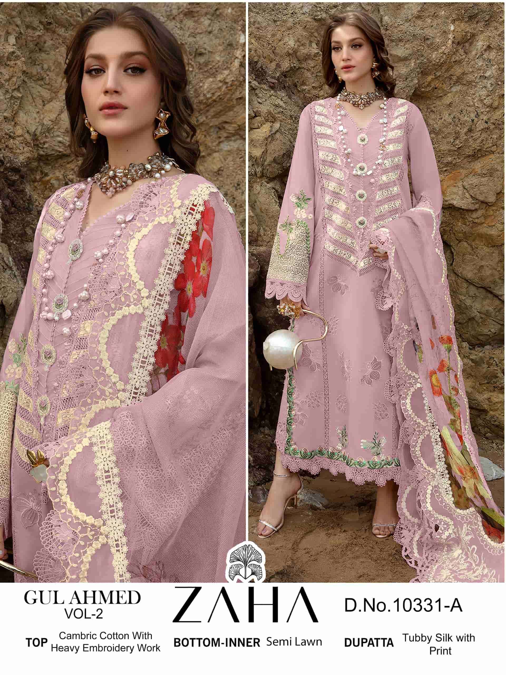 Zaha Gulahmed Vol 2 10331 Colors Pakistani Latest Designer Cotton Suit