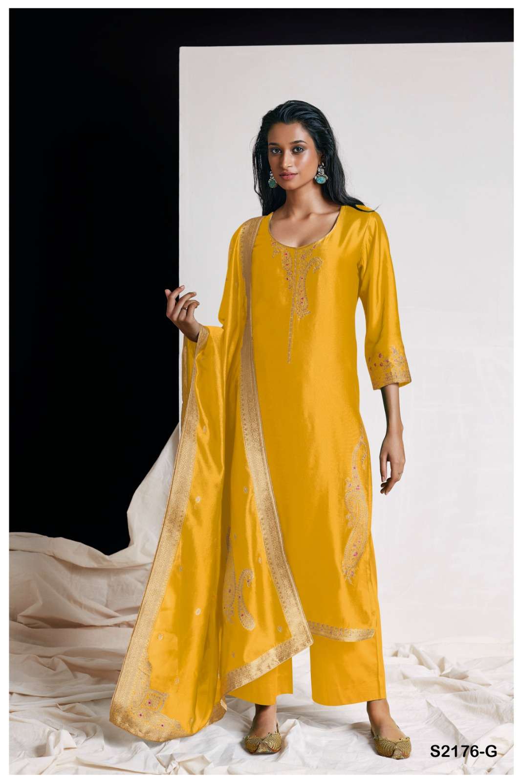 Ganga Storme 2176 Premium Designs Silk Haldi Function Suit Collection