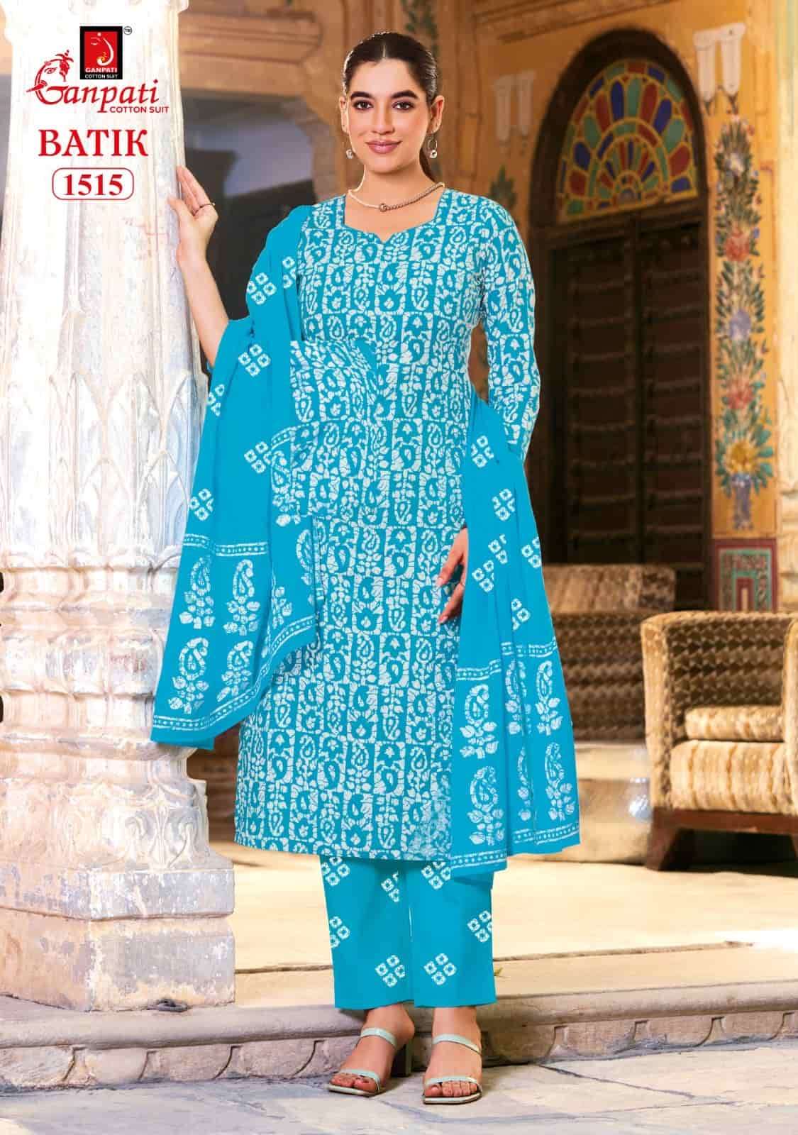 Ganpati Batik With Pant Vol 15 Unstitch Cotton Ladies Dress