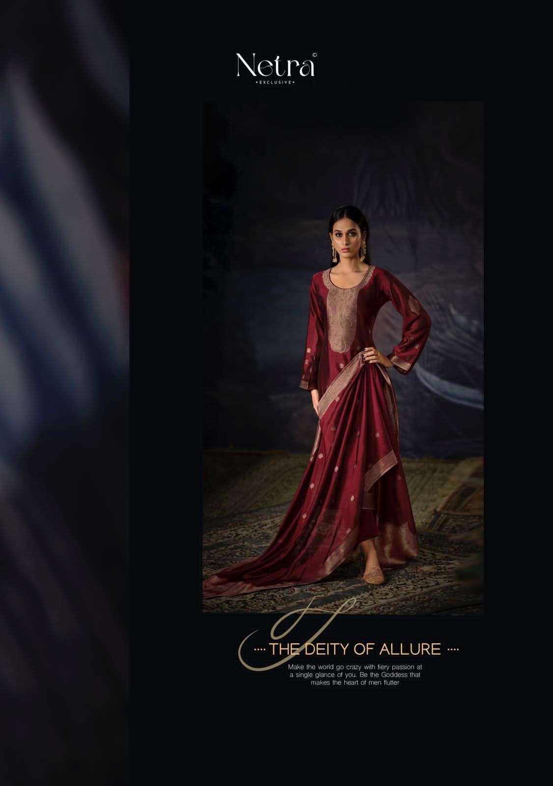 Netra Vrisa Maroon Edition Jacquard Suit