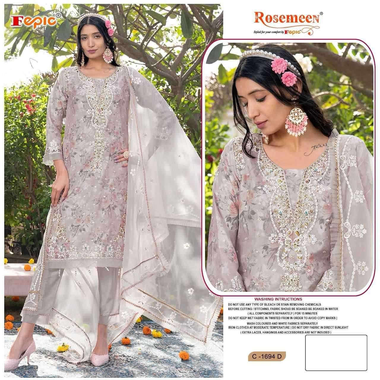 Fepic Rosemeen Organza Pakistani Suit