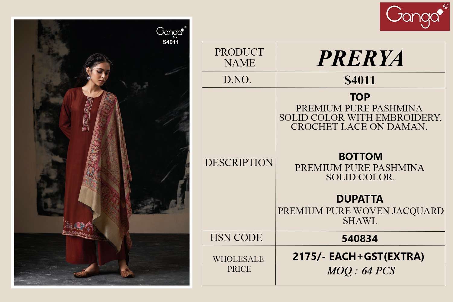 Ganga Fashion Prerya 4011 Exclusive Fancy Ladies Suit Winter Collection