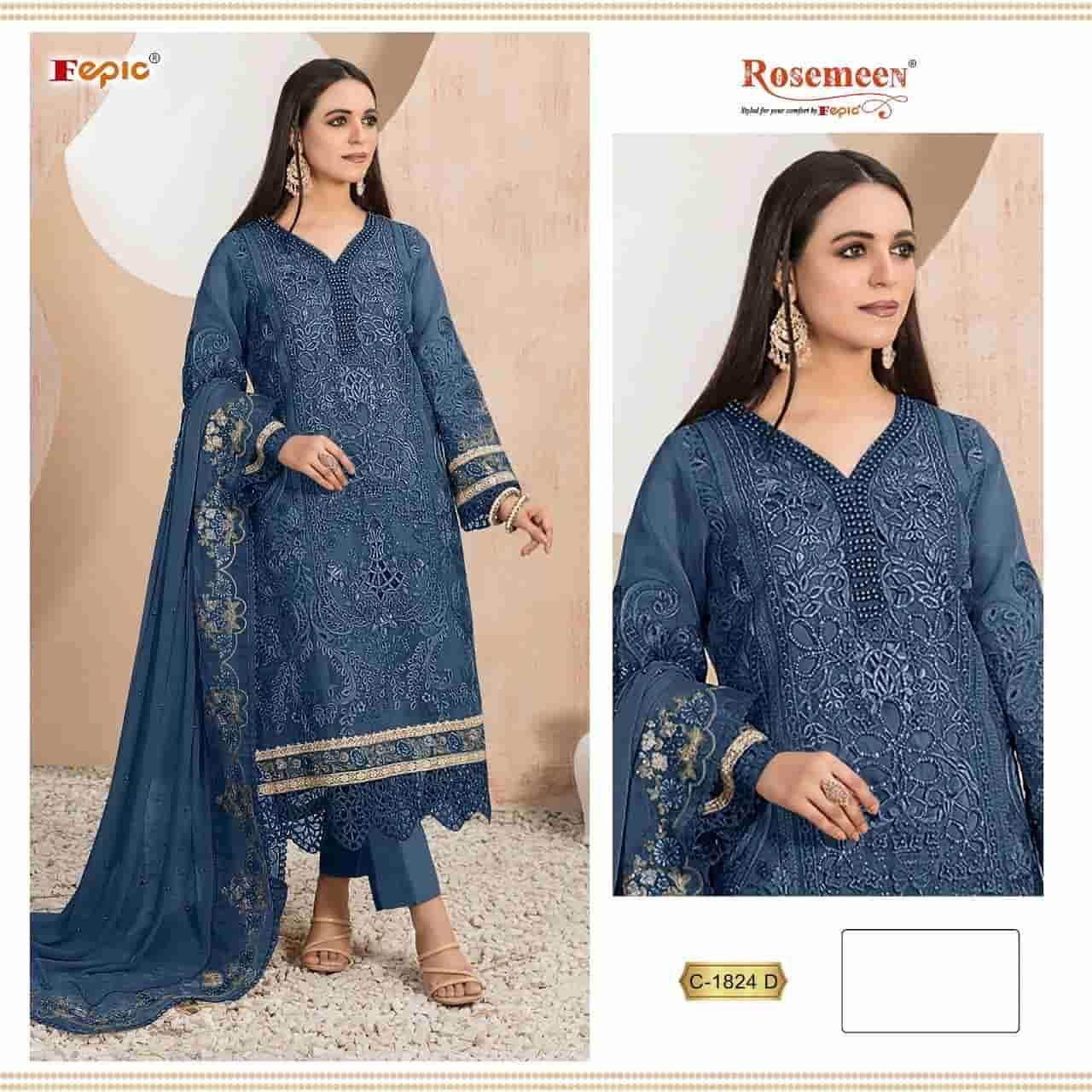 Fepic C 1824 Colors Pakistani Designer Organza Embroidered Suit Wholesalers