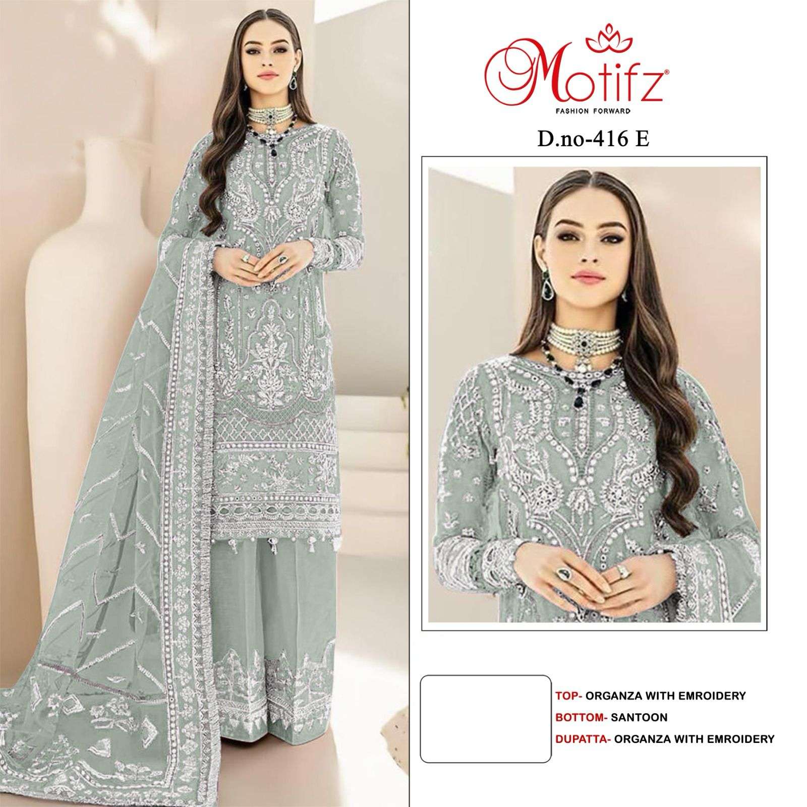 Motifz 416-E Fancy Organza Pakistani Salwar Suit