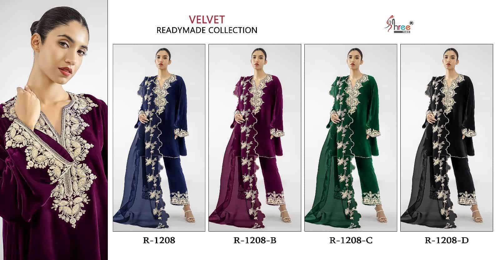 Shree Fabs R 1208 Velvet Readymade Collection Fancy Designer Velvet Suit Wholesalers