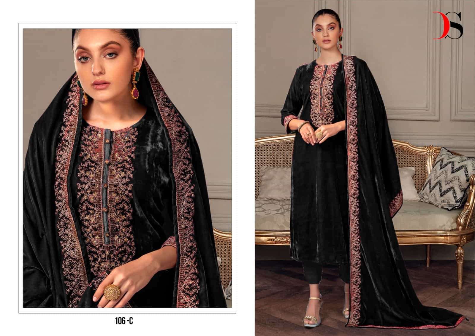Deepsy 106C Velvet Pakistani Designer Suit
