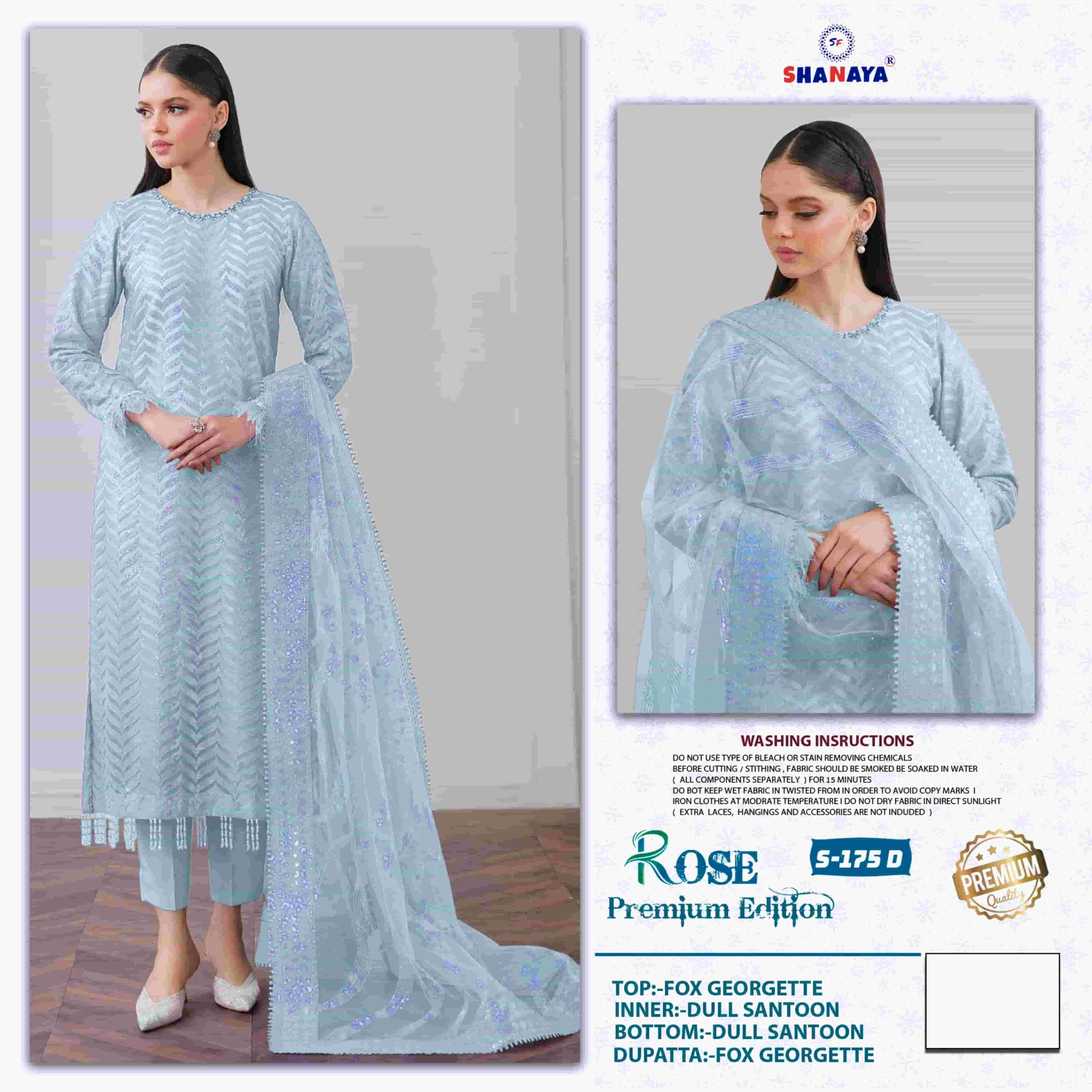 Shanaya Rose Premium Edition S 175 Colors Pakistani Embroidered Salwar Suit Collection
