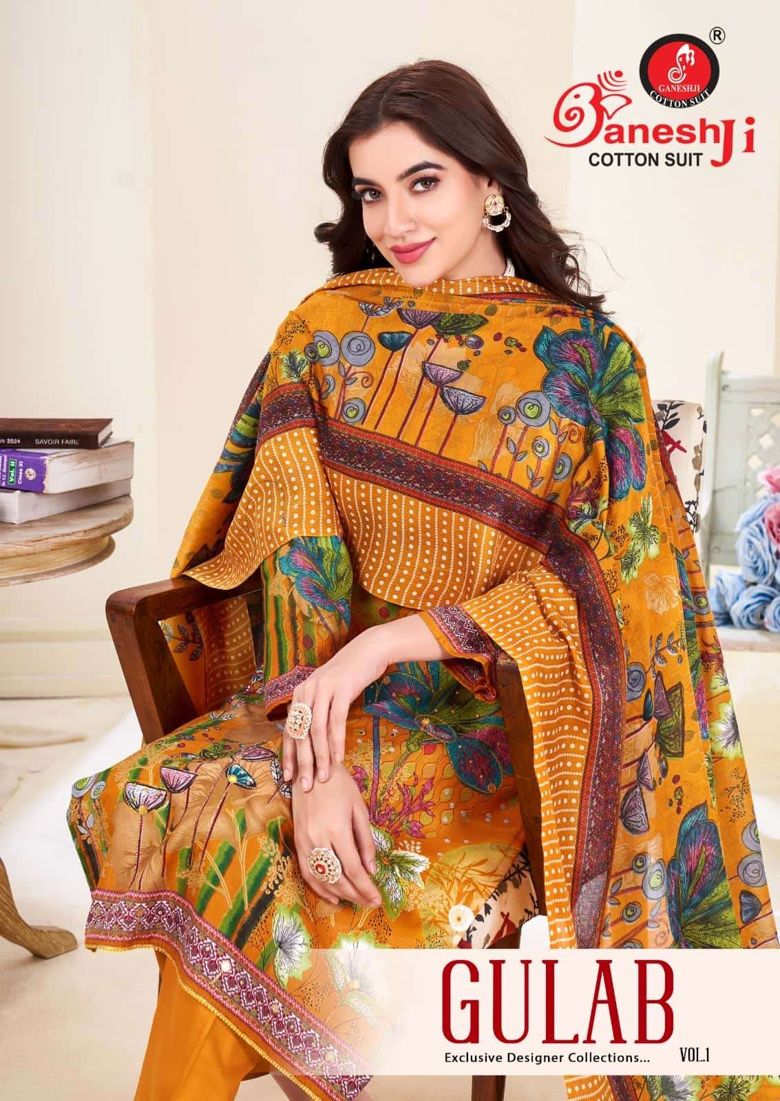 Ganeshji Gulab Vol 1 Unstitch Cotton Ladies Dress Catalog Wholesalers