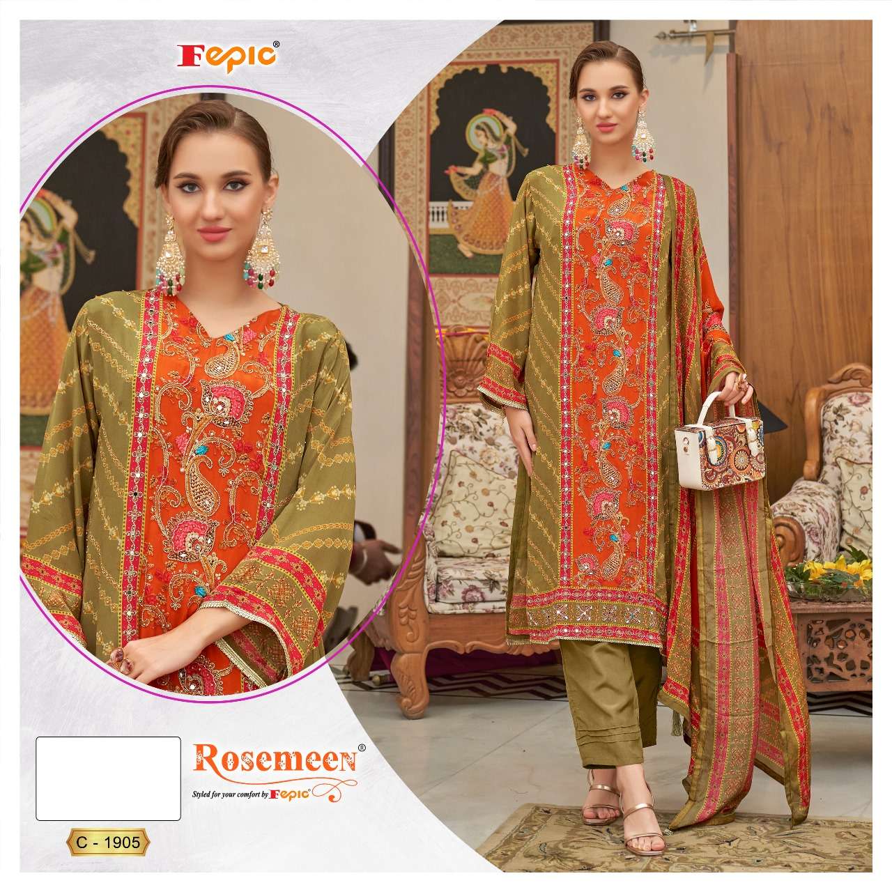 Fepic C 1905 Latest Style Designer Printed Salwar Kameez Exporter