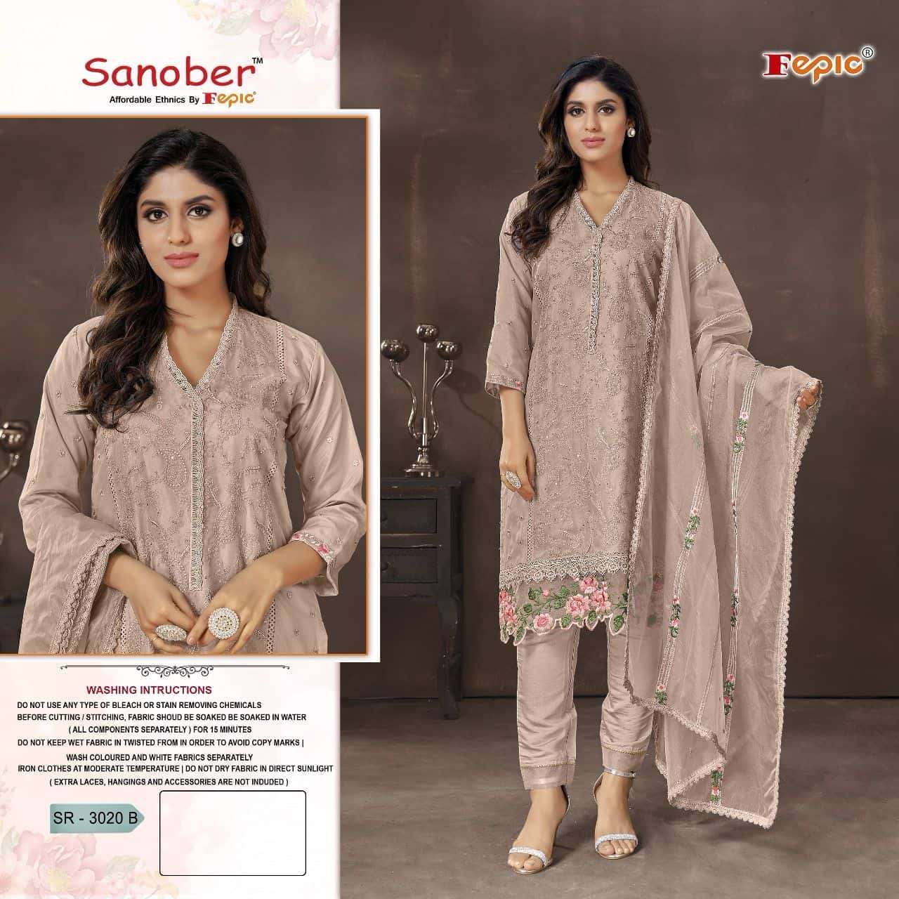 Fepic Sanober SR 3020 Colors Pakistani Style Latest Designs Festive Wear Suit Collection