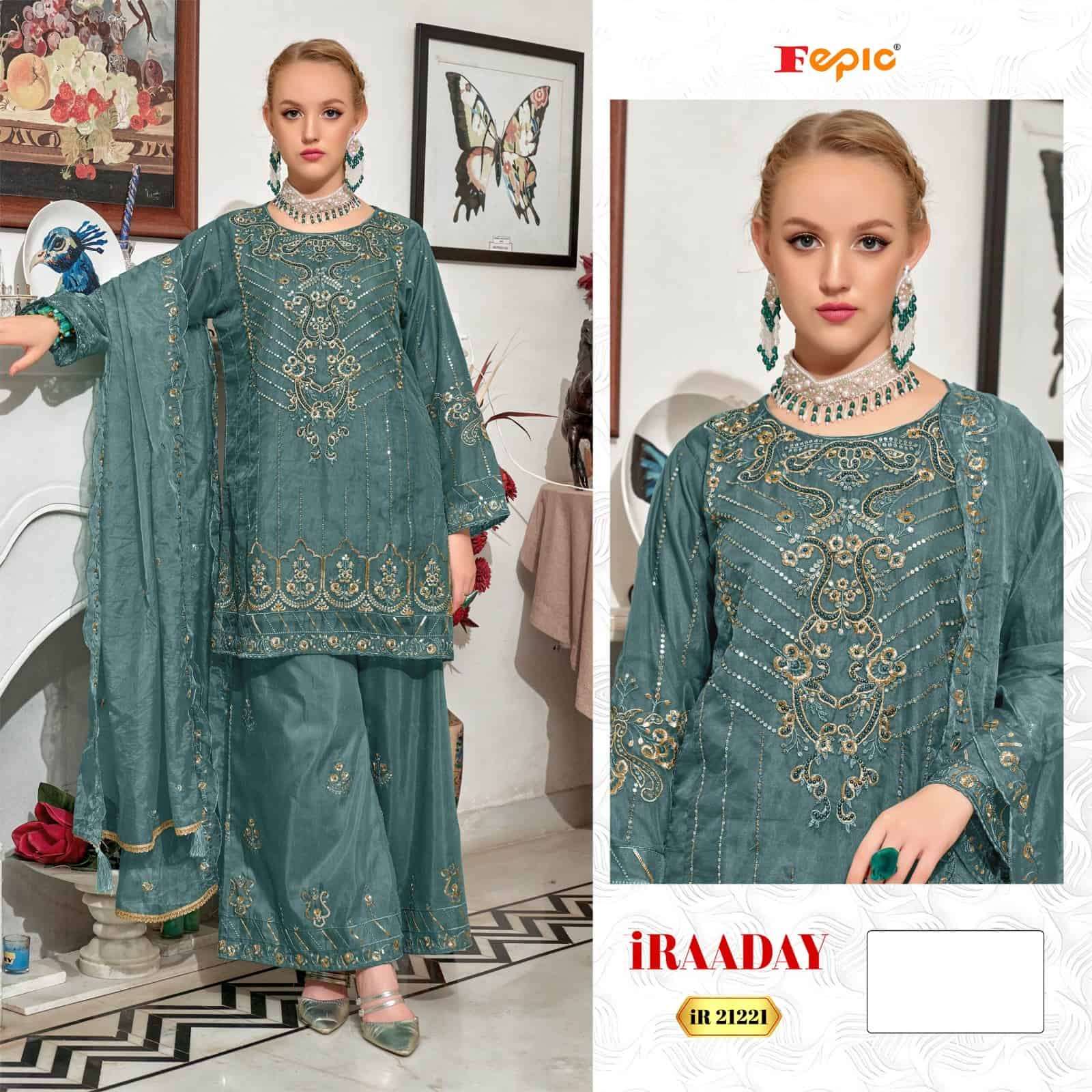 Fepic IR 21221 Colors Pakistani Style Organza Embroidered Salwar Suit Collection
