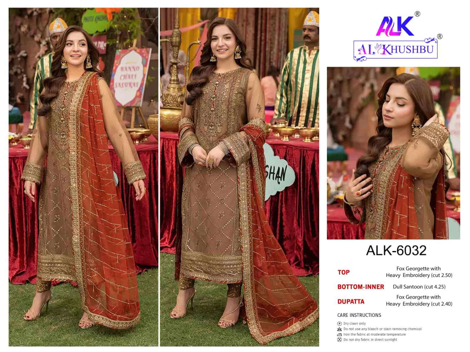 Al Khushbu 6030 To 6032 Pakistani Style Designer Georgette Suit Wholesalers