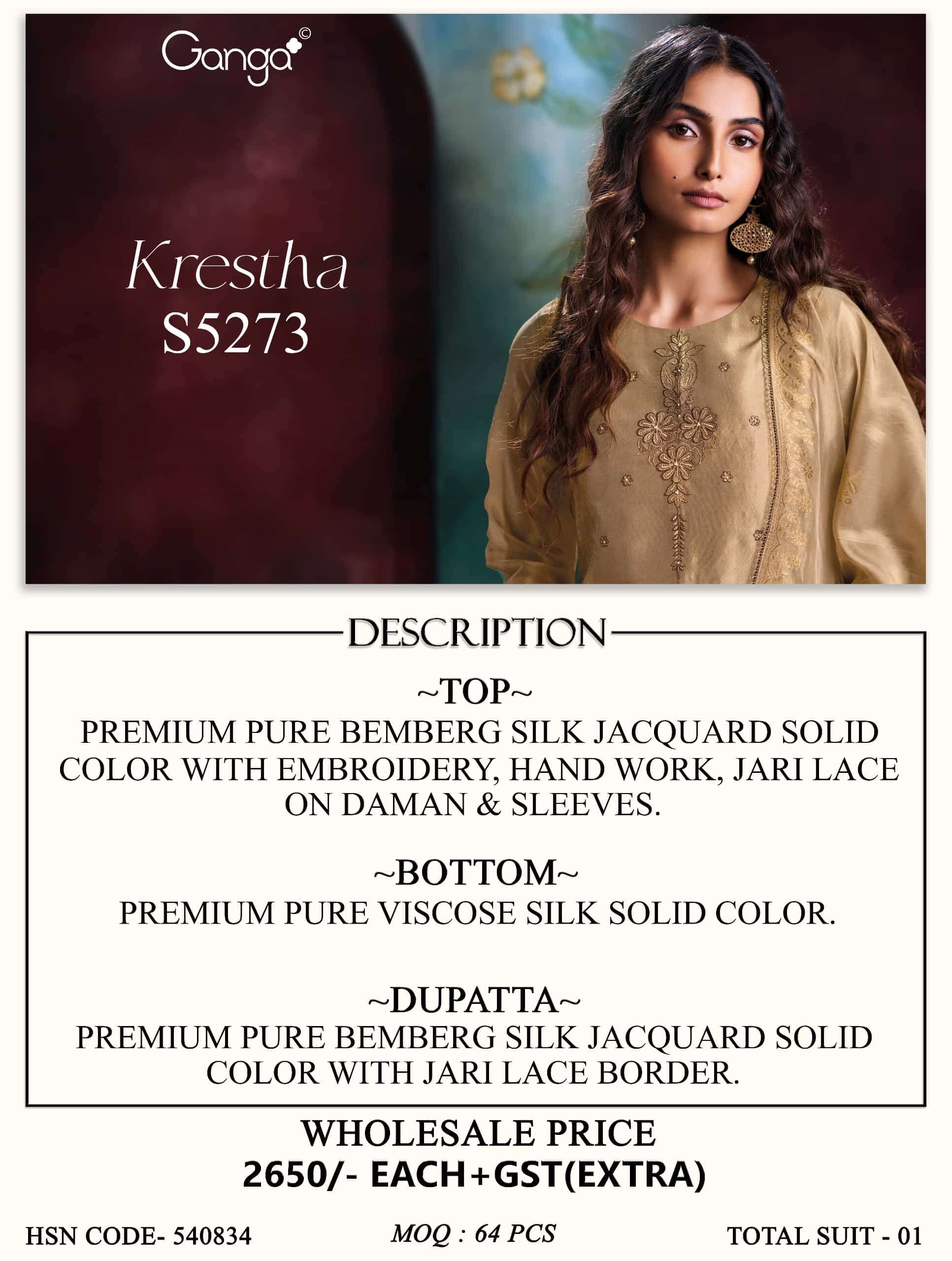 Ganga Fashion Krestha 5273 Partywear Style Ladies Dress Latest Collection