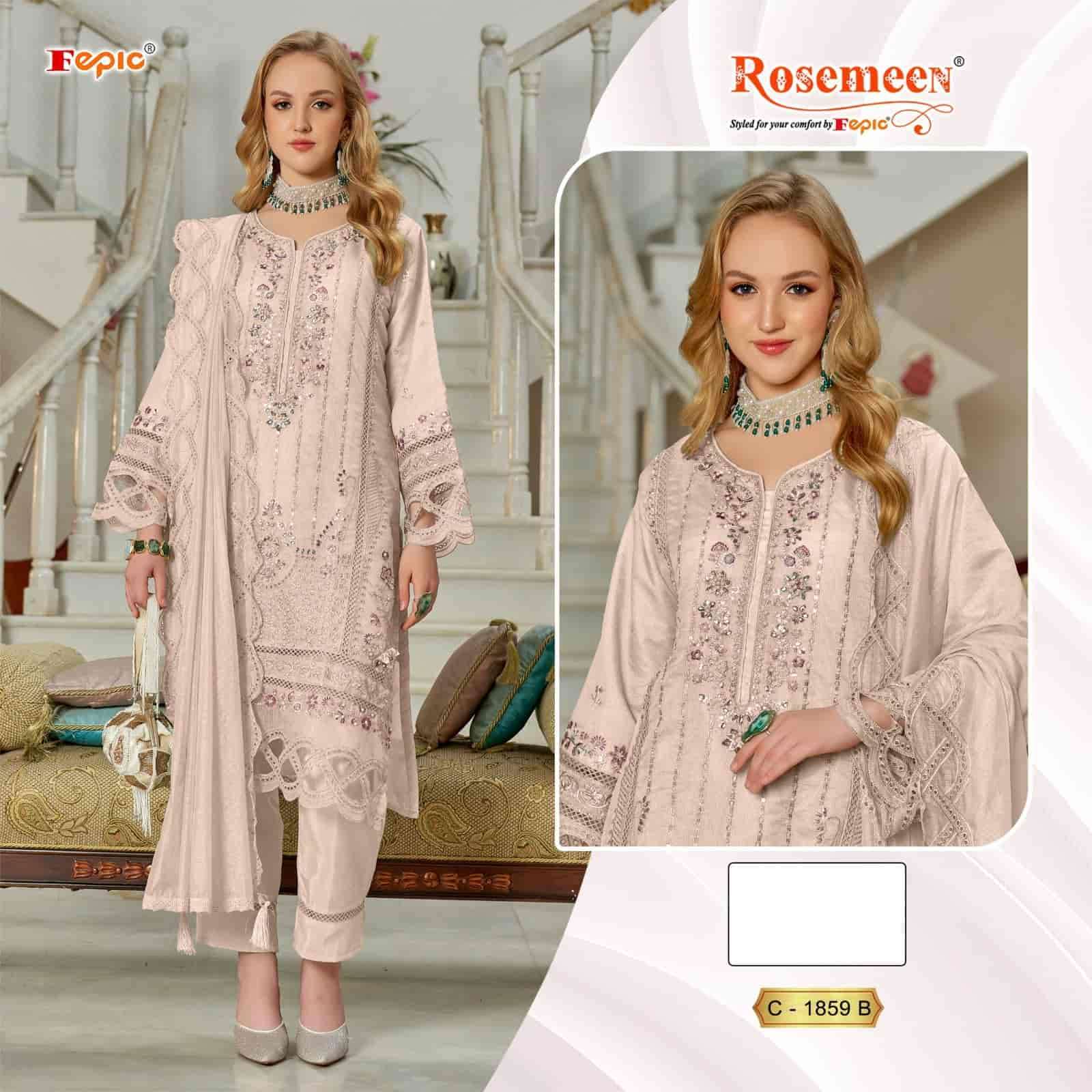 Fepic C 1859 Colors Pakistani Designer Organza Embroidered Suit Wholesalers