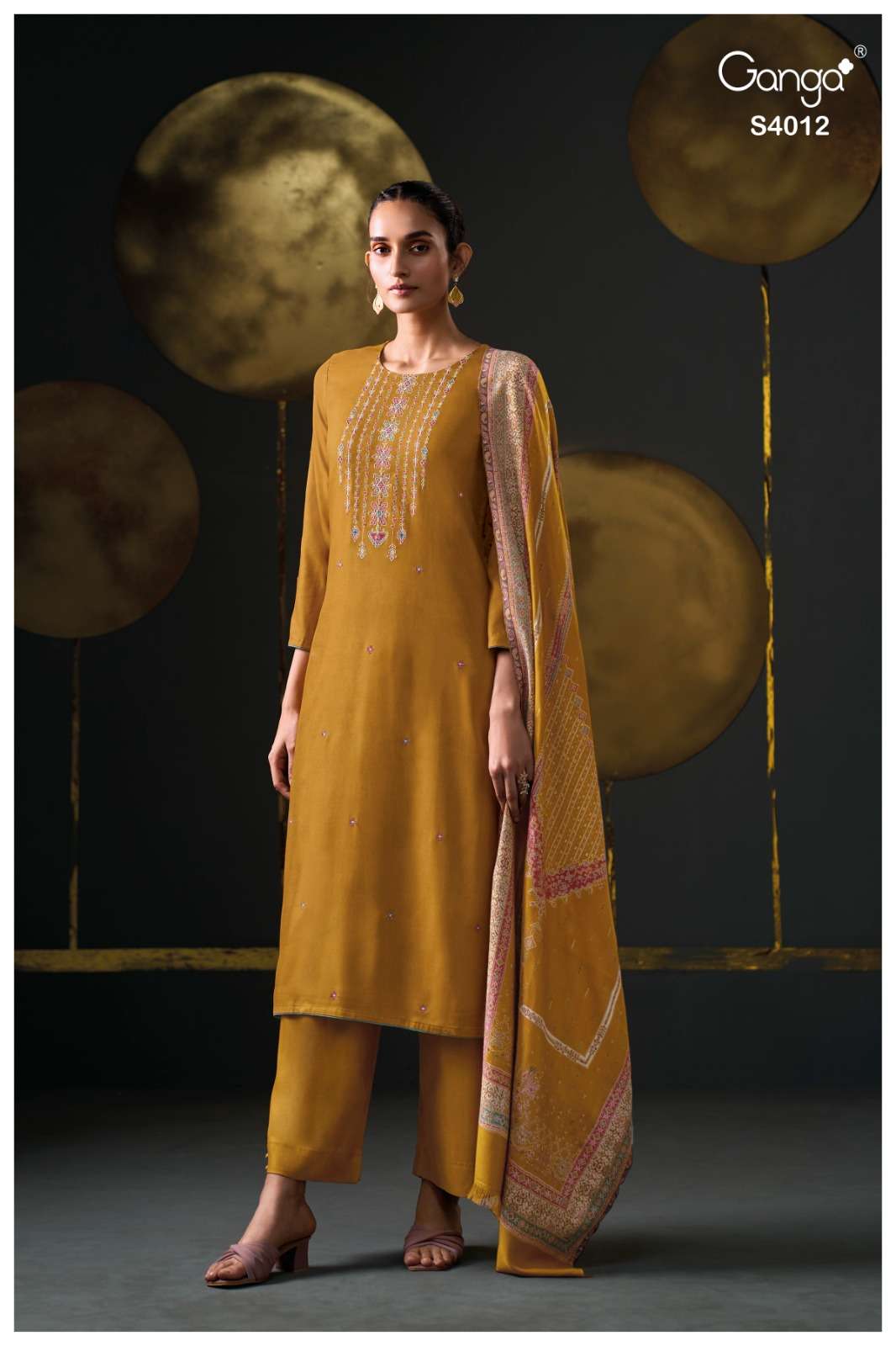 Ganga Fashion Tivona 4012 Pure Pashmina Suit Winter Collection