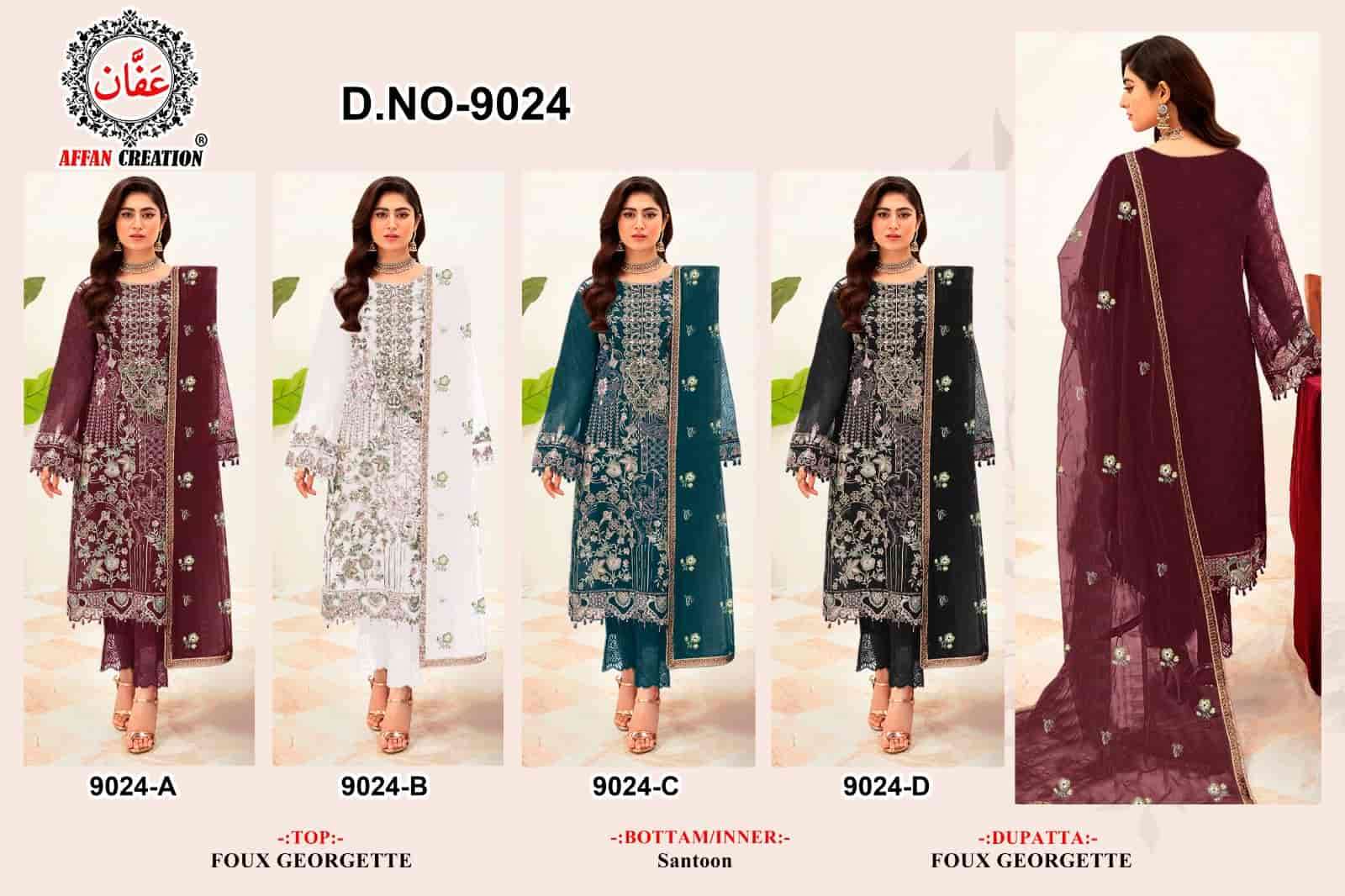 Affan Creation 9024 Colors Heavy Embroidered Designer Unstitched Suit Collection