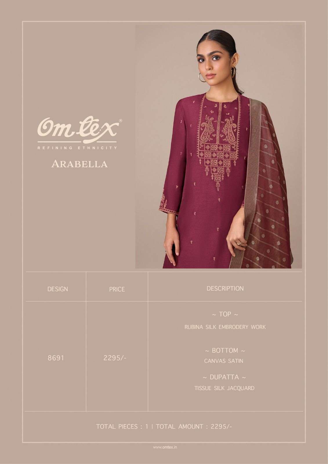 Omtex Arabella Unstitch Designer Silk Dress Latest Collection