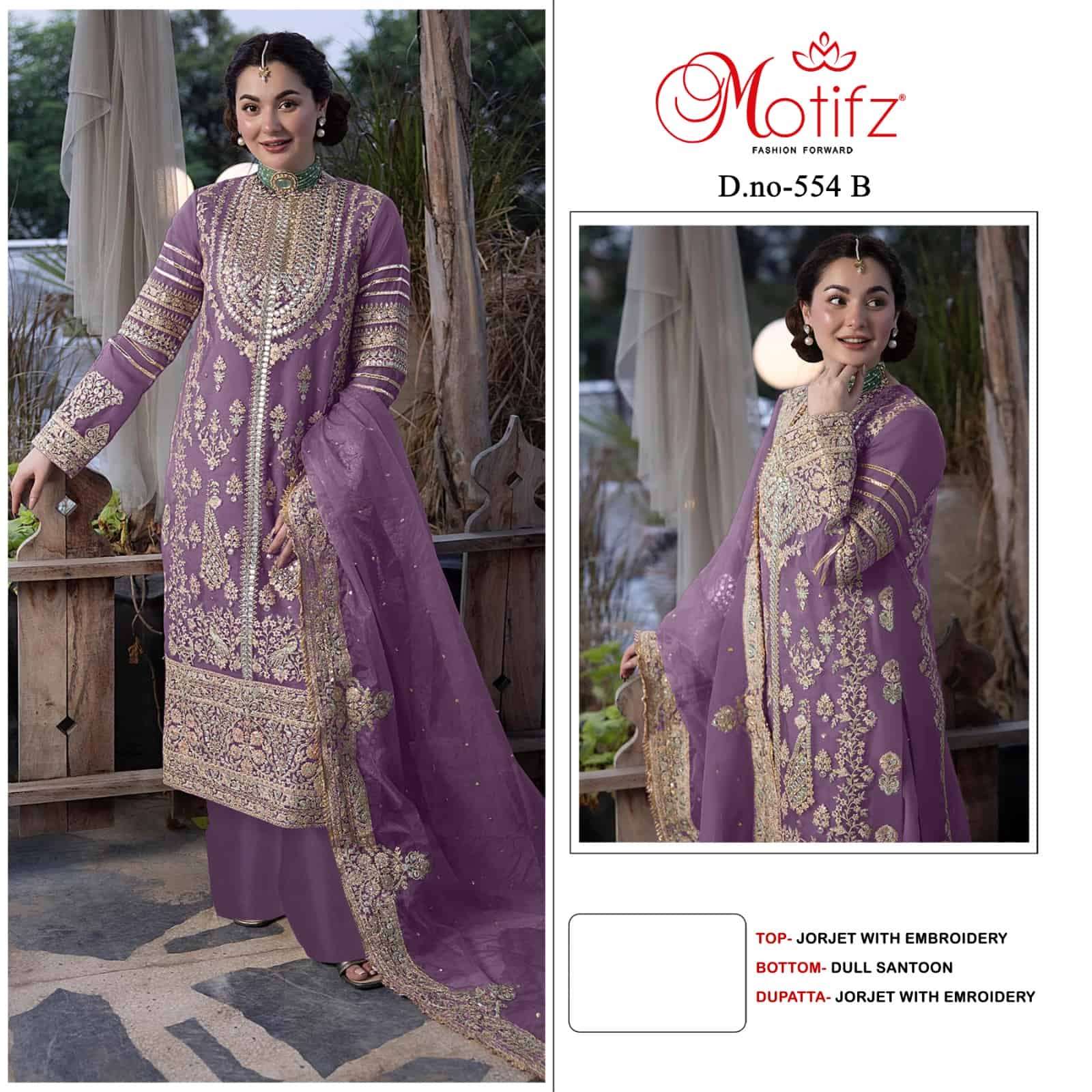Motifz 554 B Festive Wear Style Heavy Embroidered Dress Ensemble