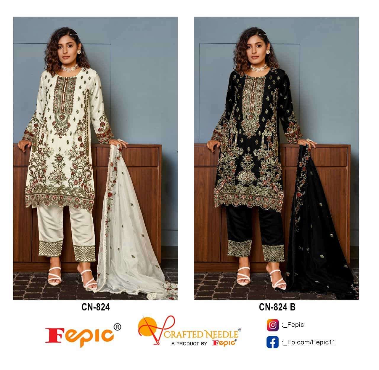 Crafted Needle CN 824 By Fepic Festive Wear Style Designer Readymade Suit Exporters